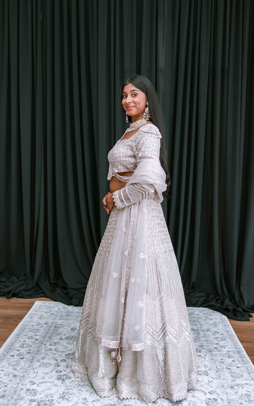 Silver Stone & Sequin - Mila Bridal Lehenga - Ready To Ship