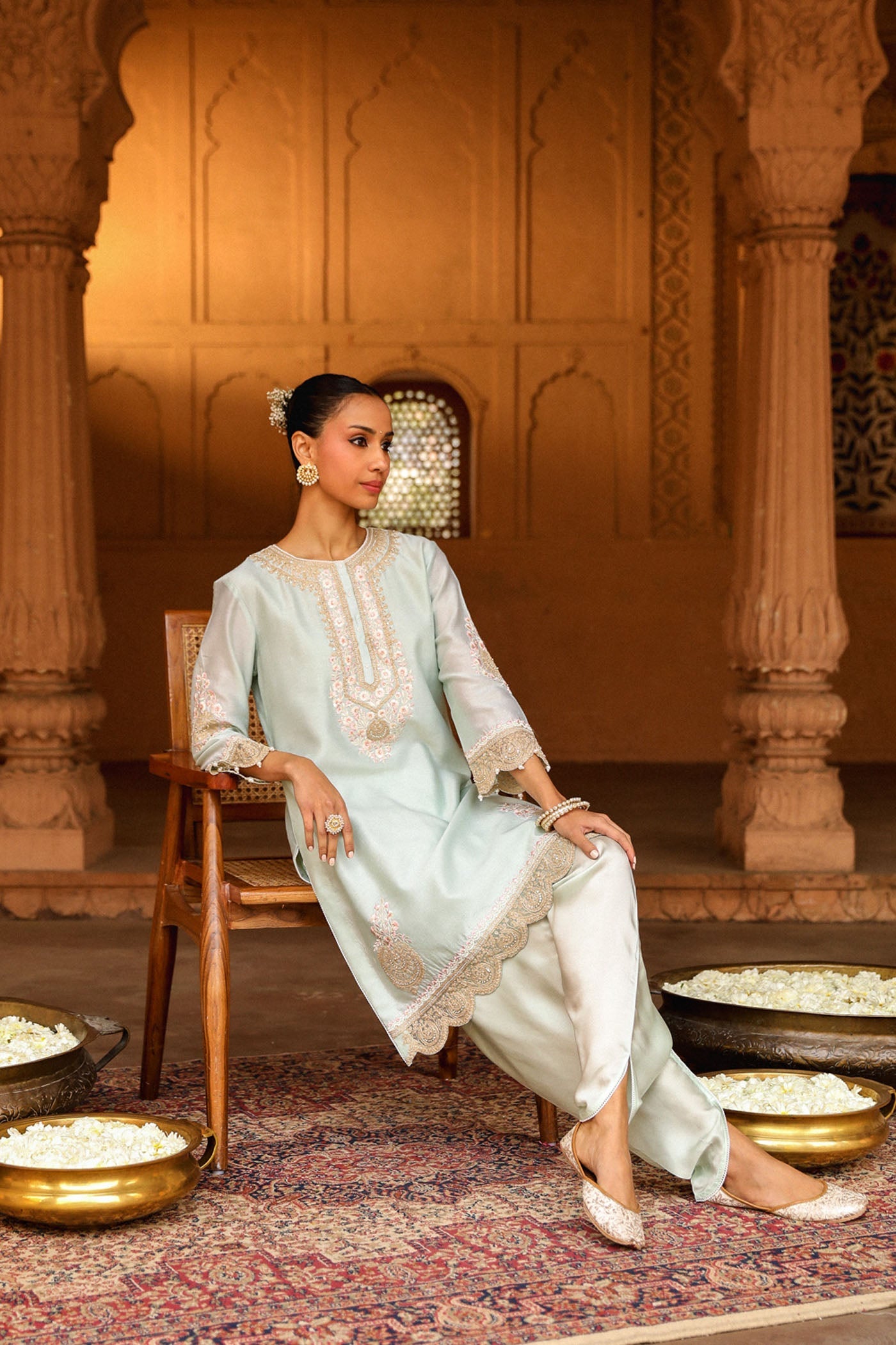 Ernika - Misty Green Kurta with dhoti (LXRTS)