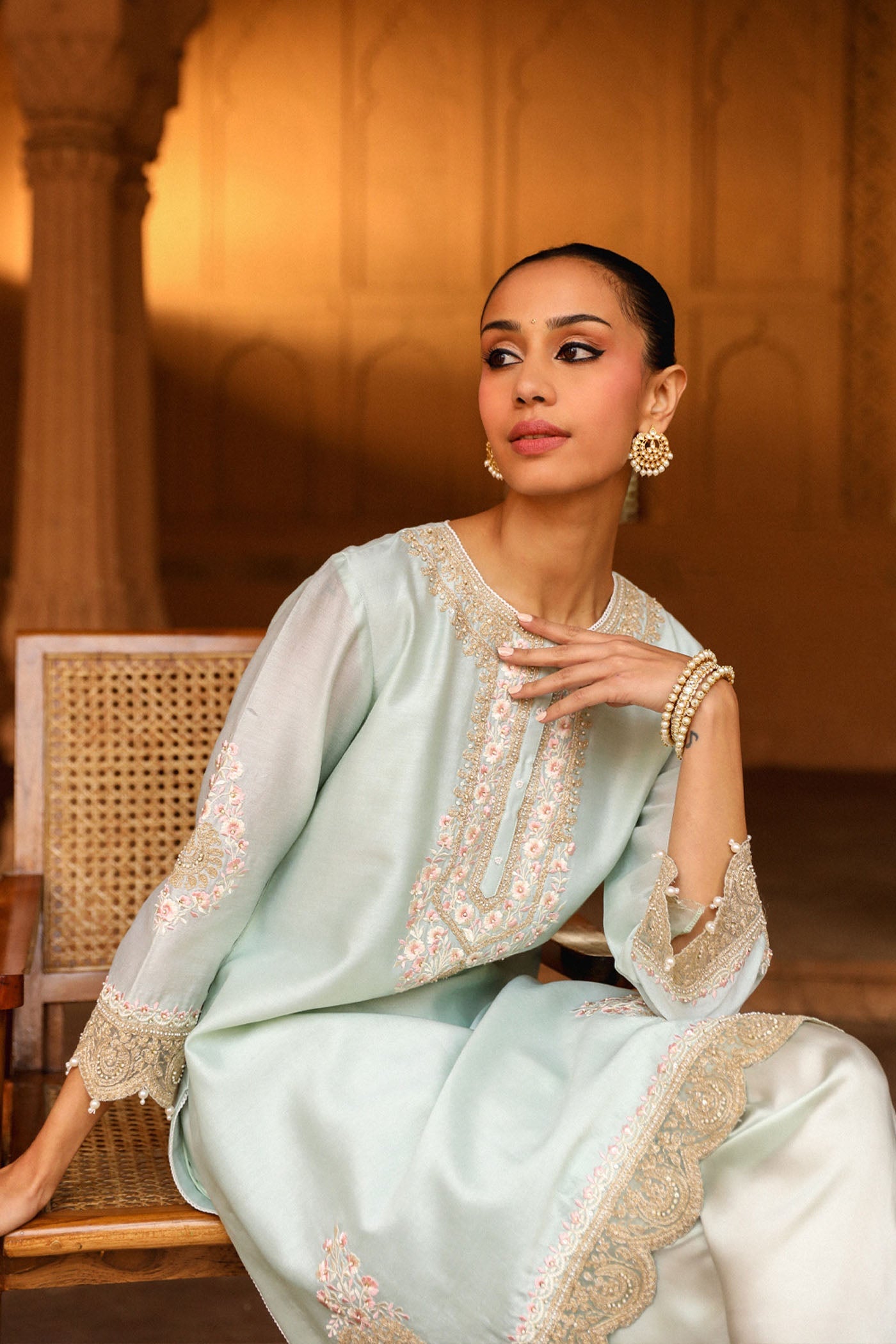 Ernika - Misty Green Kurta with dhoti (LXRTS)