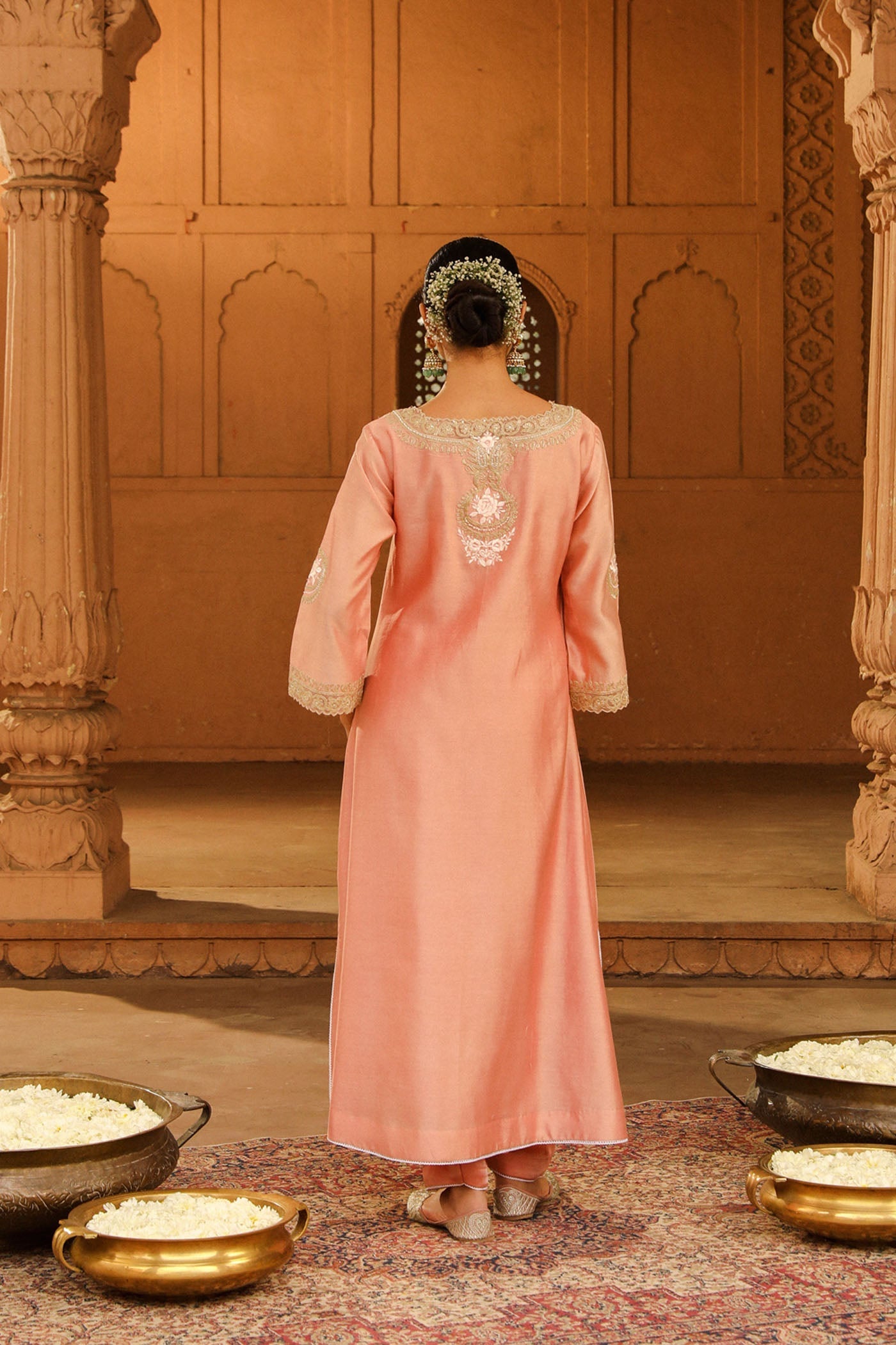 Sanvi - Off Rose Long Choga with Salwar (LXRTS)