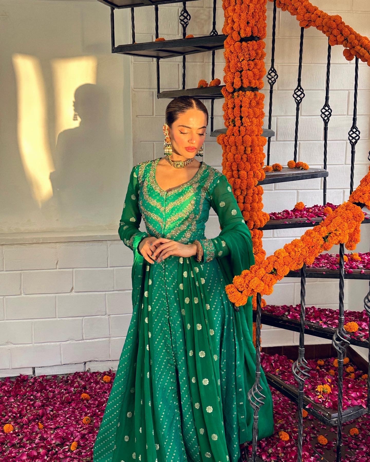 Emerald Green Anarkali Set