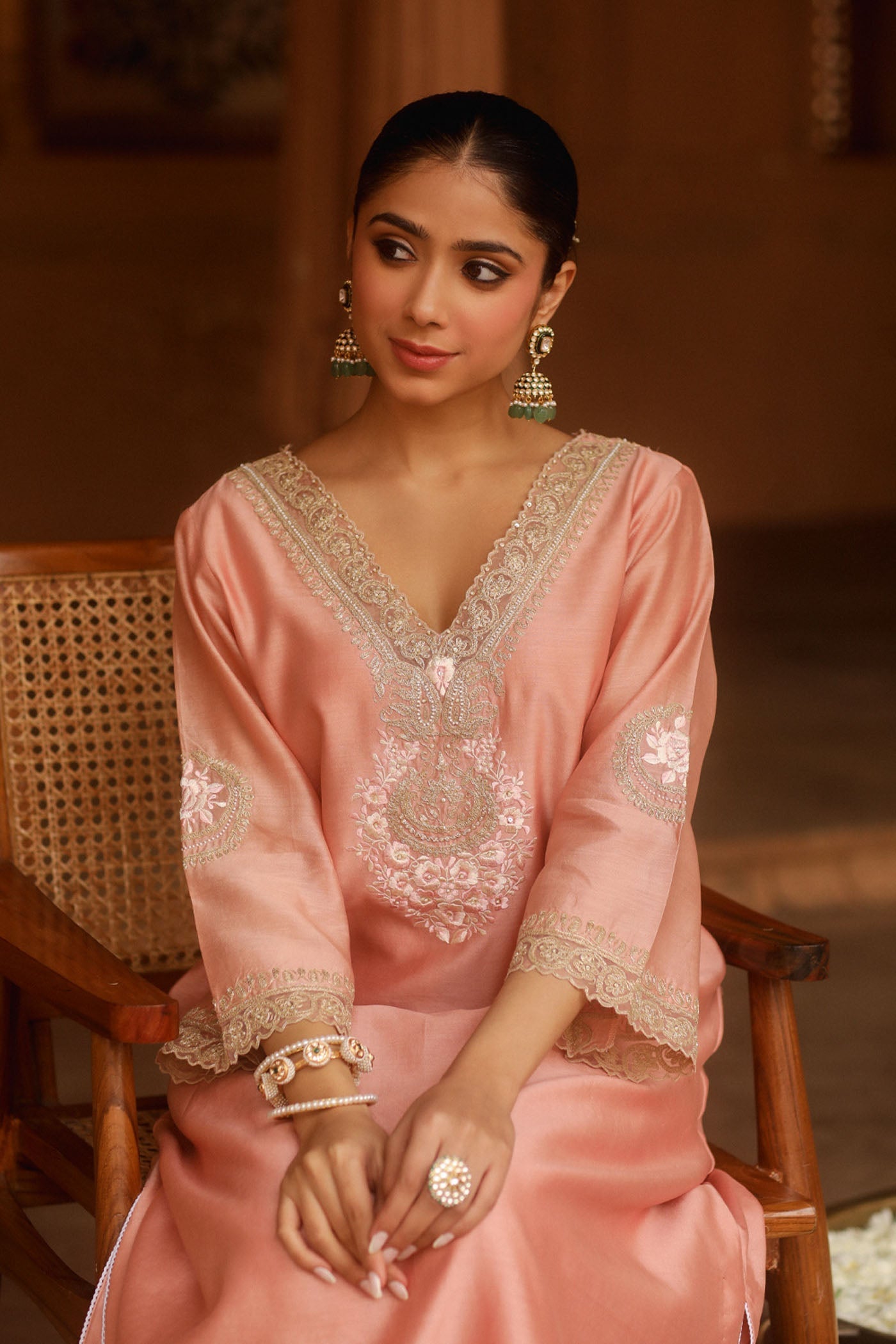 Sanvi - Off Rose Long Choga with Salwar (LXRTS)