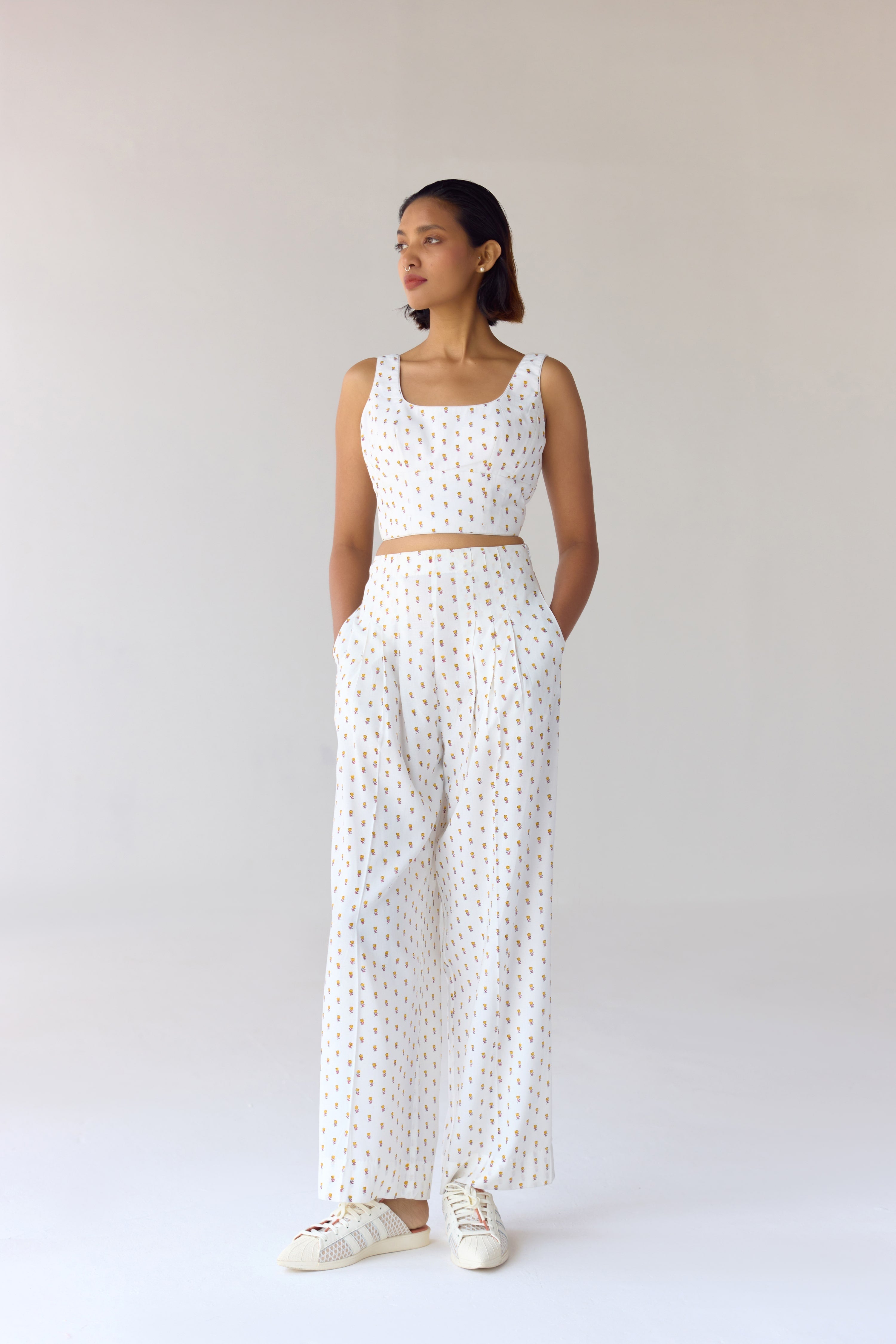 White Top & Trouser Set - CNC208
