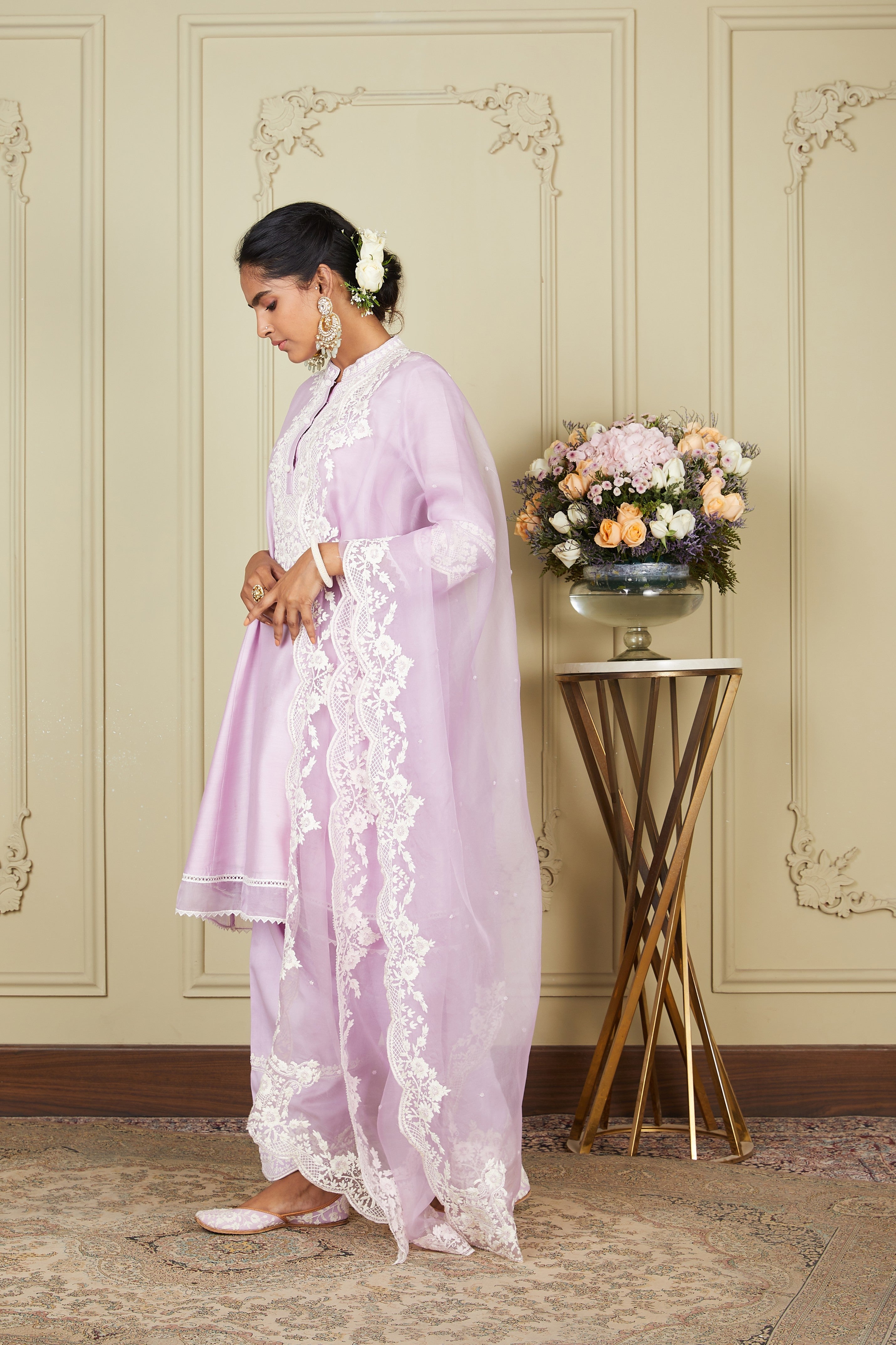 Ryhana - Periwinkle Princess-cut short kurta with salwar and dupatta