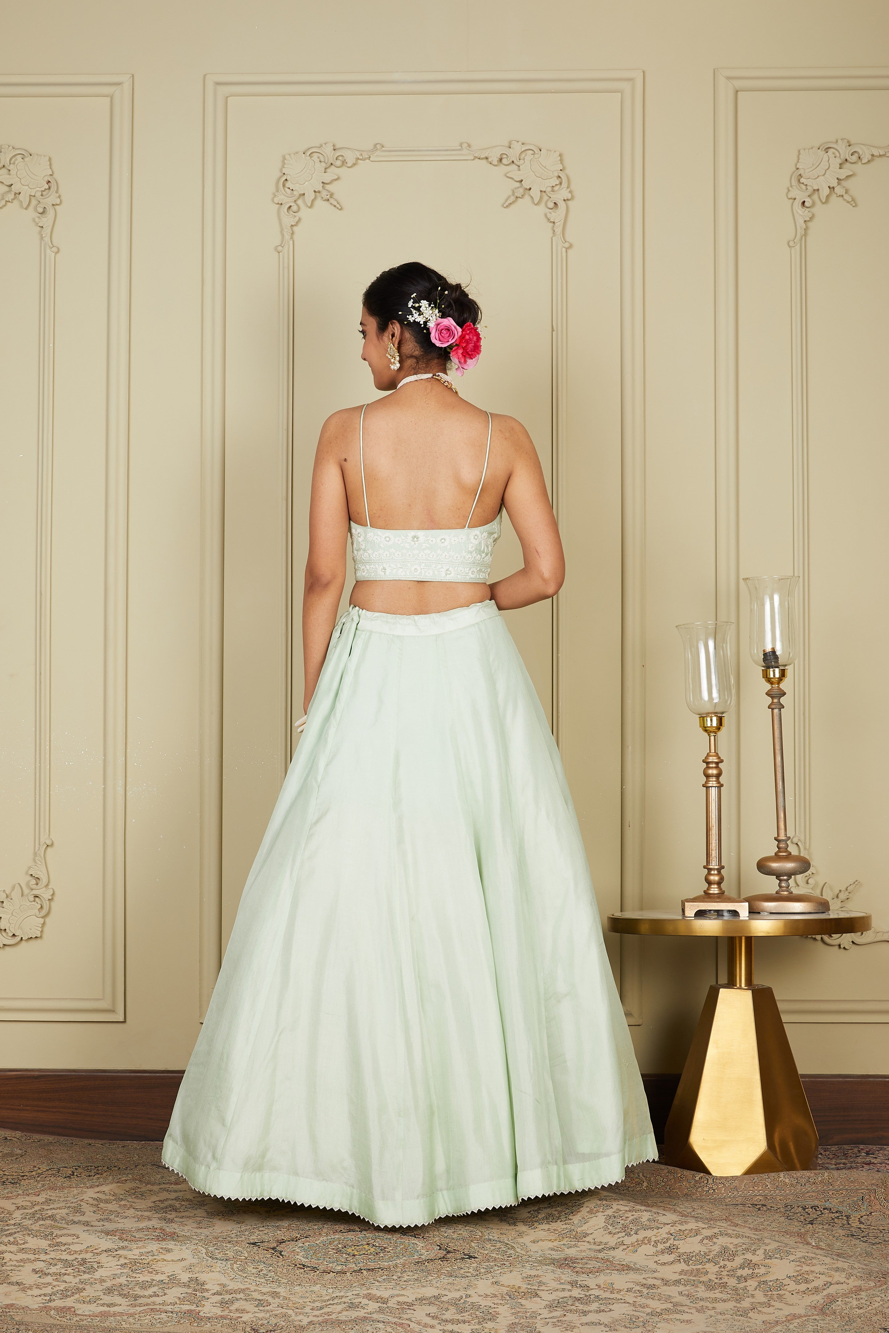 Sanaira - Frosty Green Lehenga with blouse and dupatta