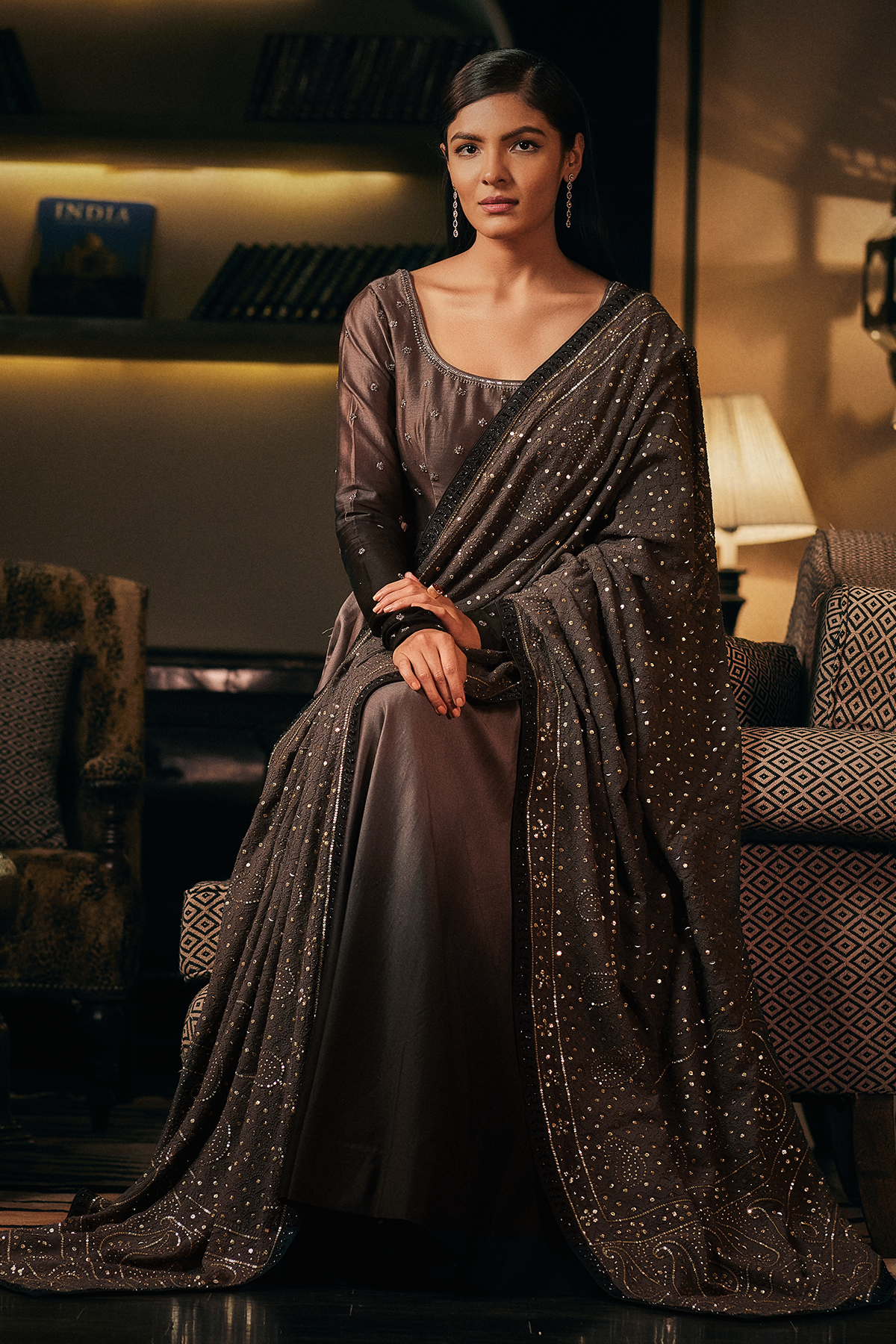 Taupe Black Ombre Anarkali