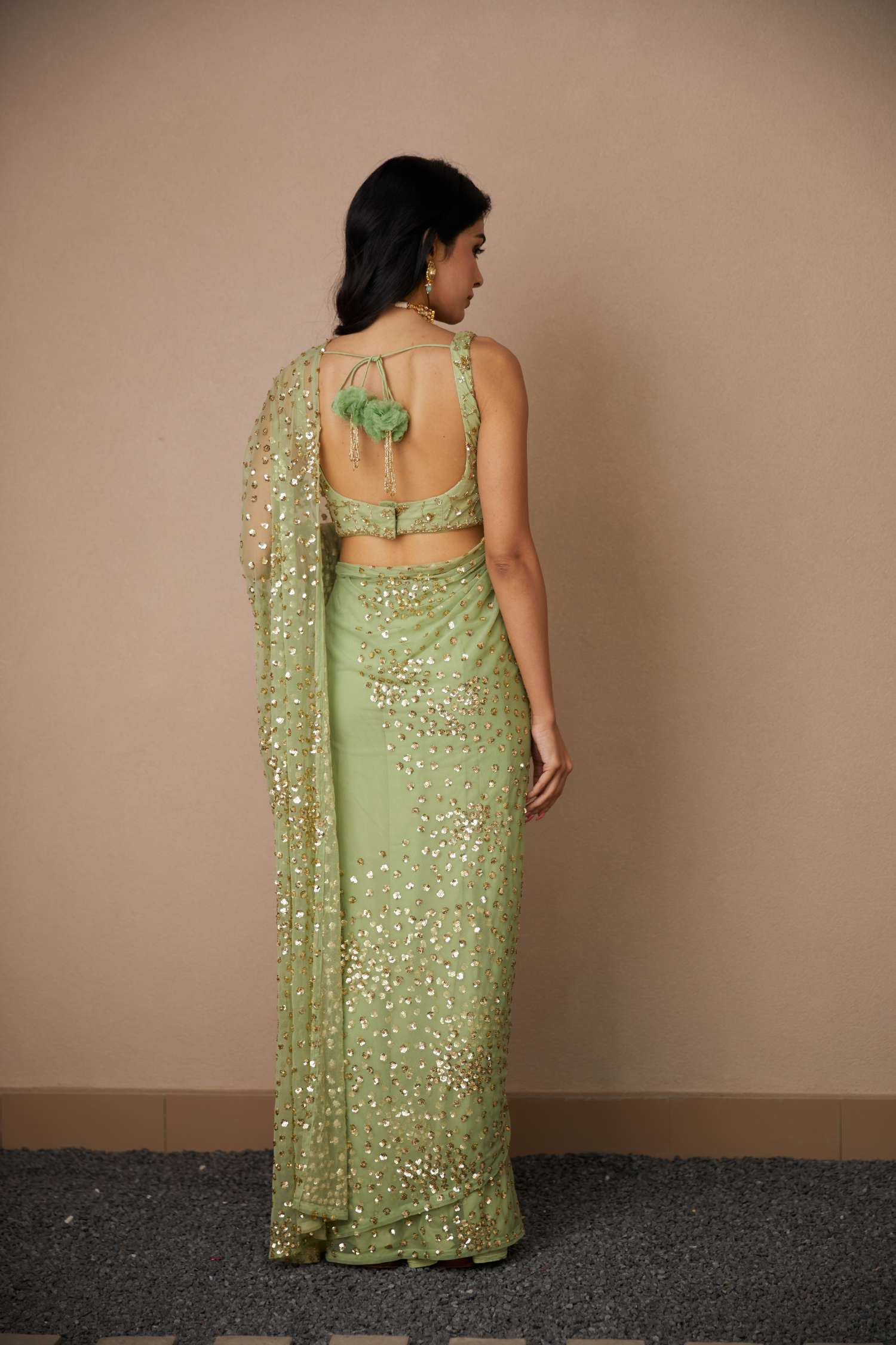 Mint Green Shimmer Saree Set