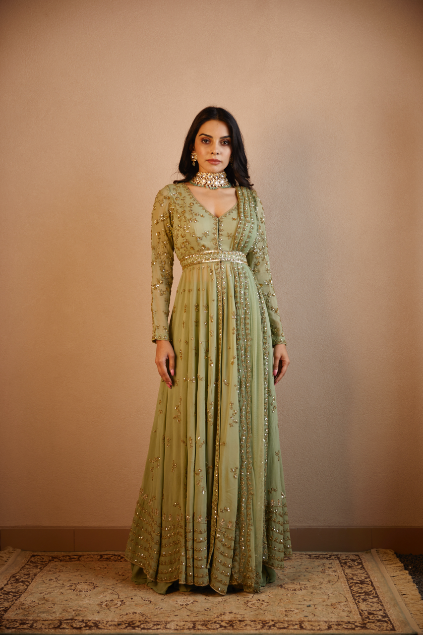 GREEN DORI WORK FRONT OPEN JACKET SET