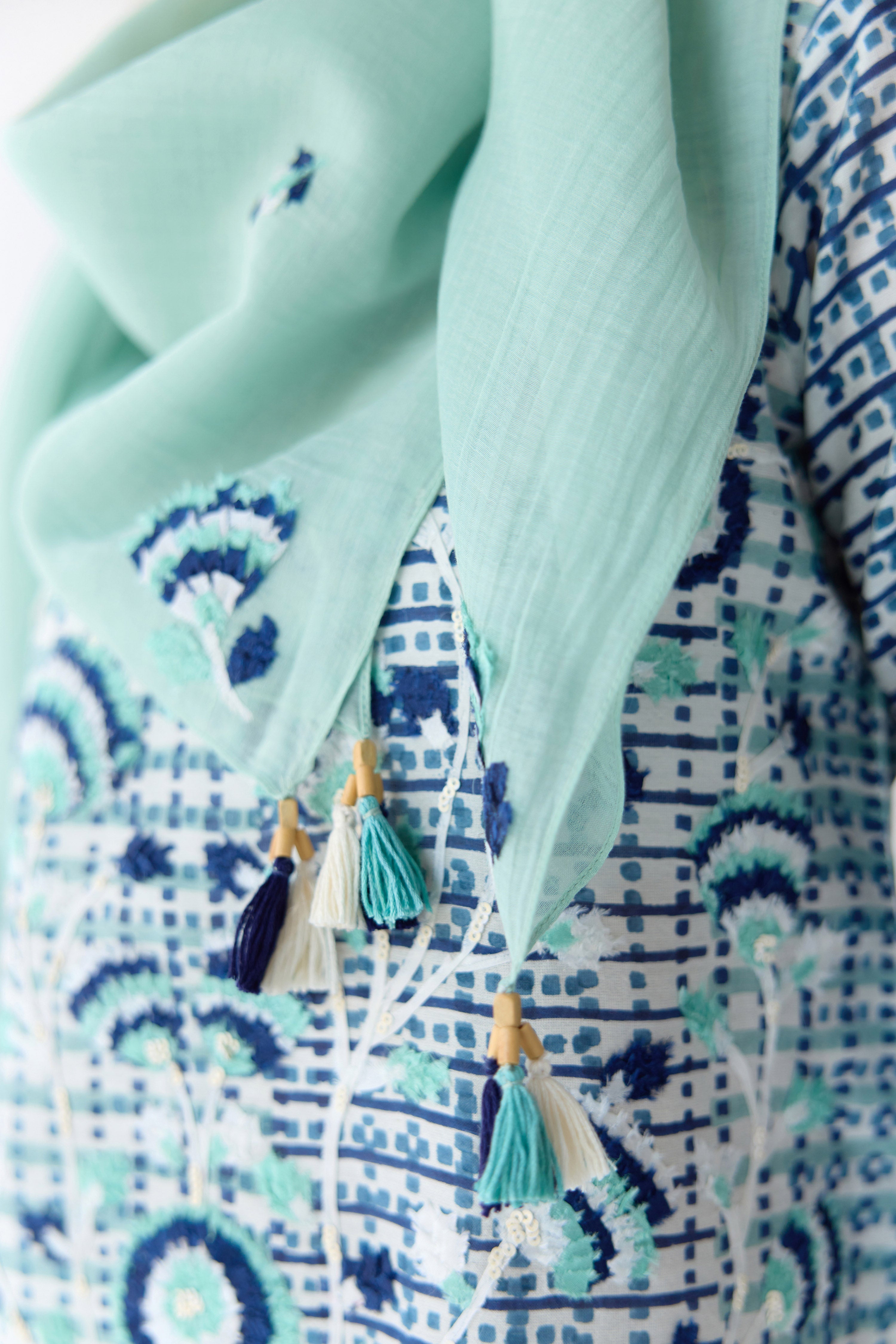 Mist Jade Blue Top & Trouser Set