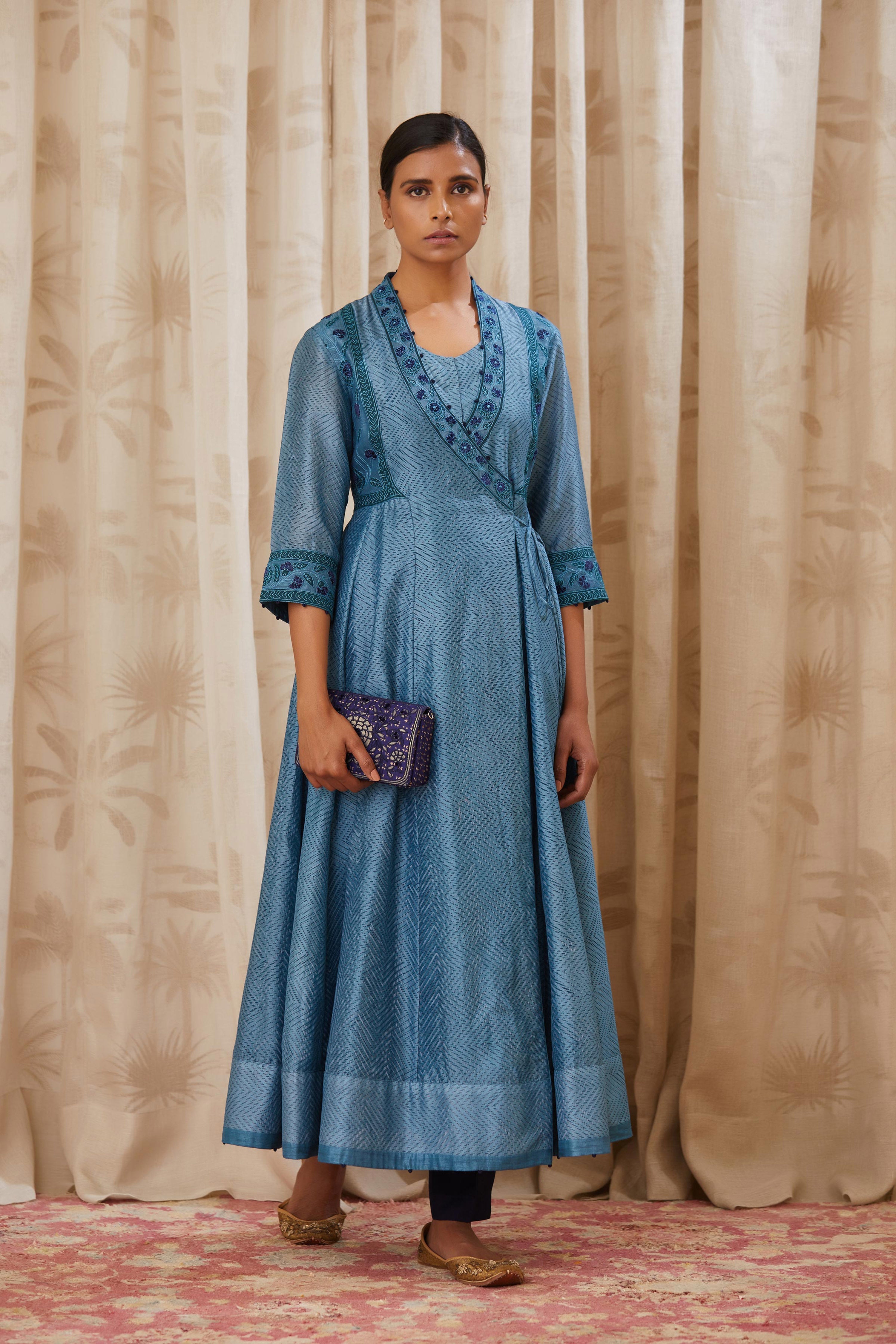 Teal Blue Angrakha Set