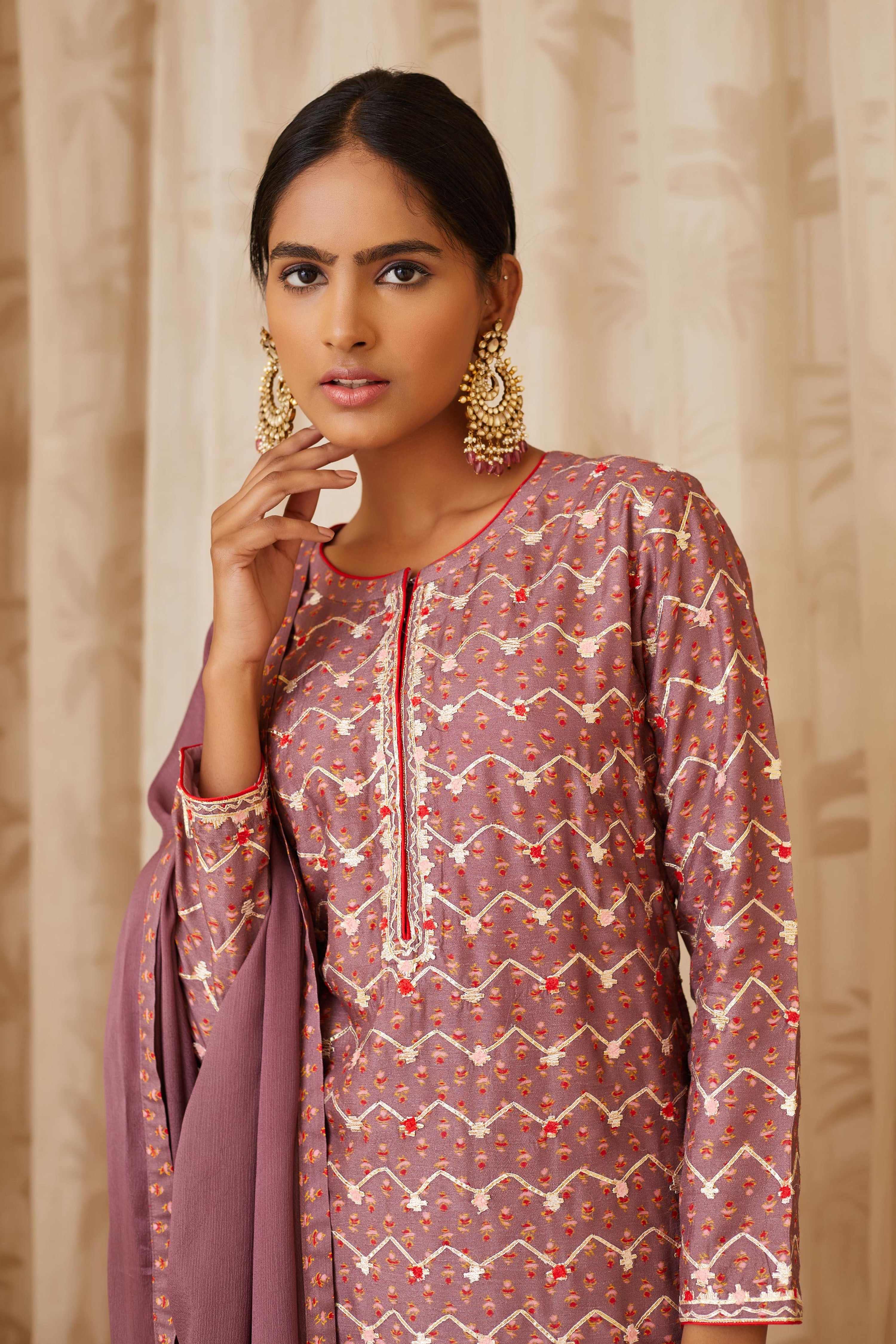 Neutral Purple Kurta Set