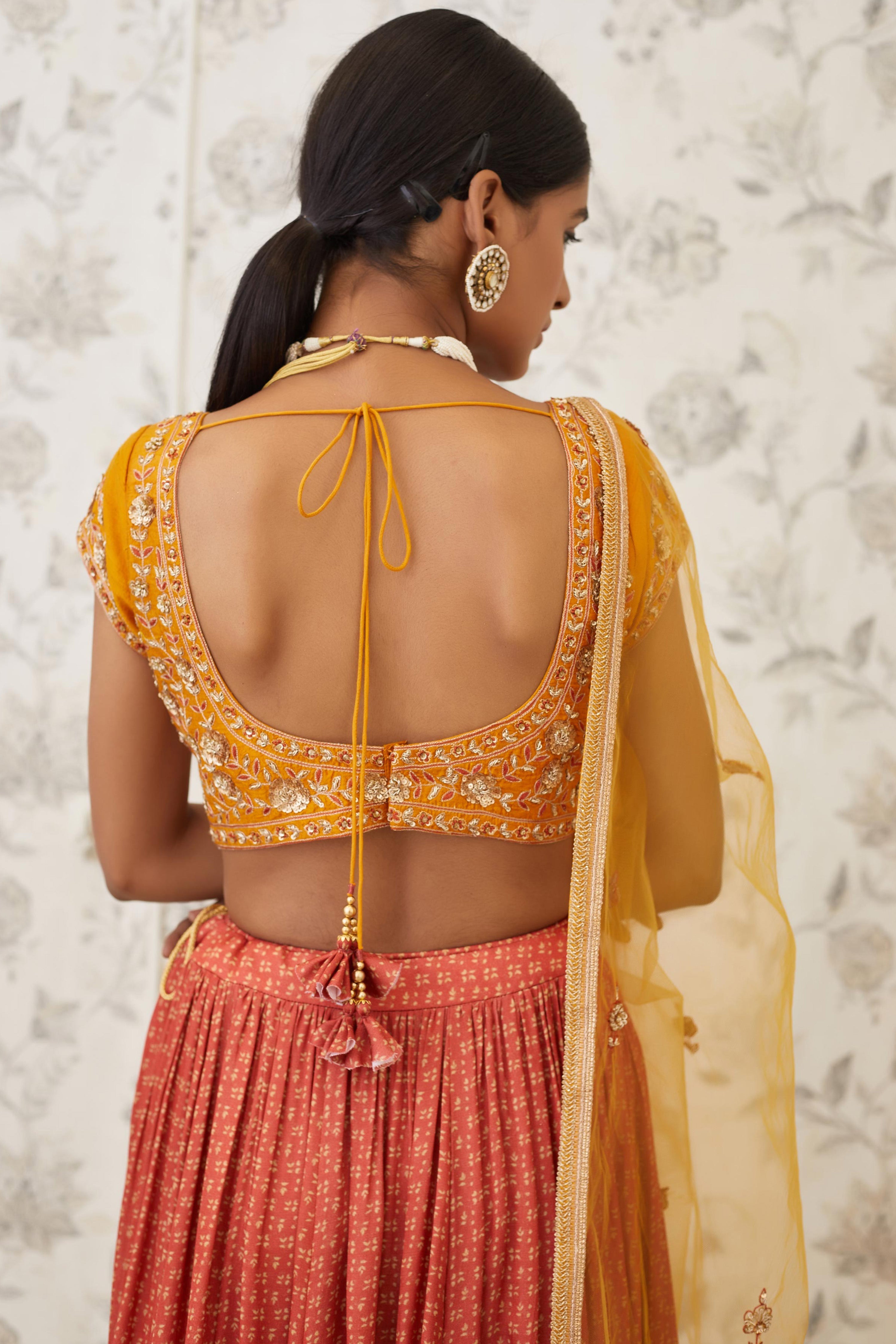 Mustard & Burnt Orange Lehenga Set