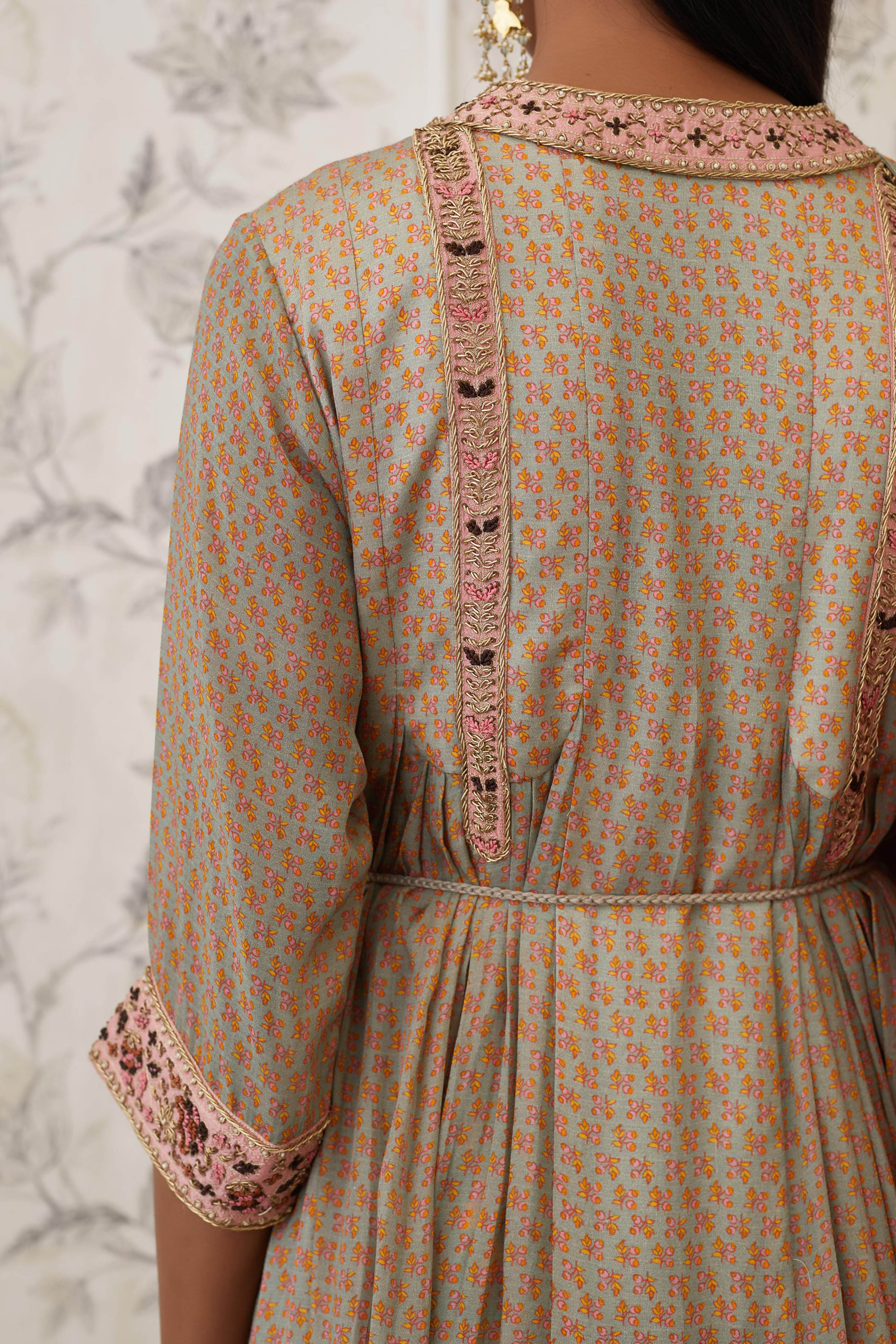 Light Olive Green Anarkali Set