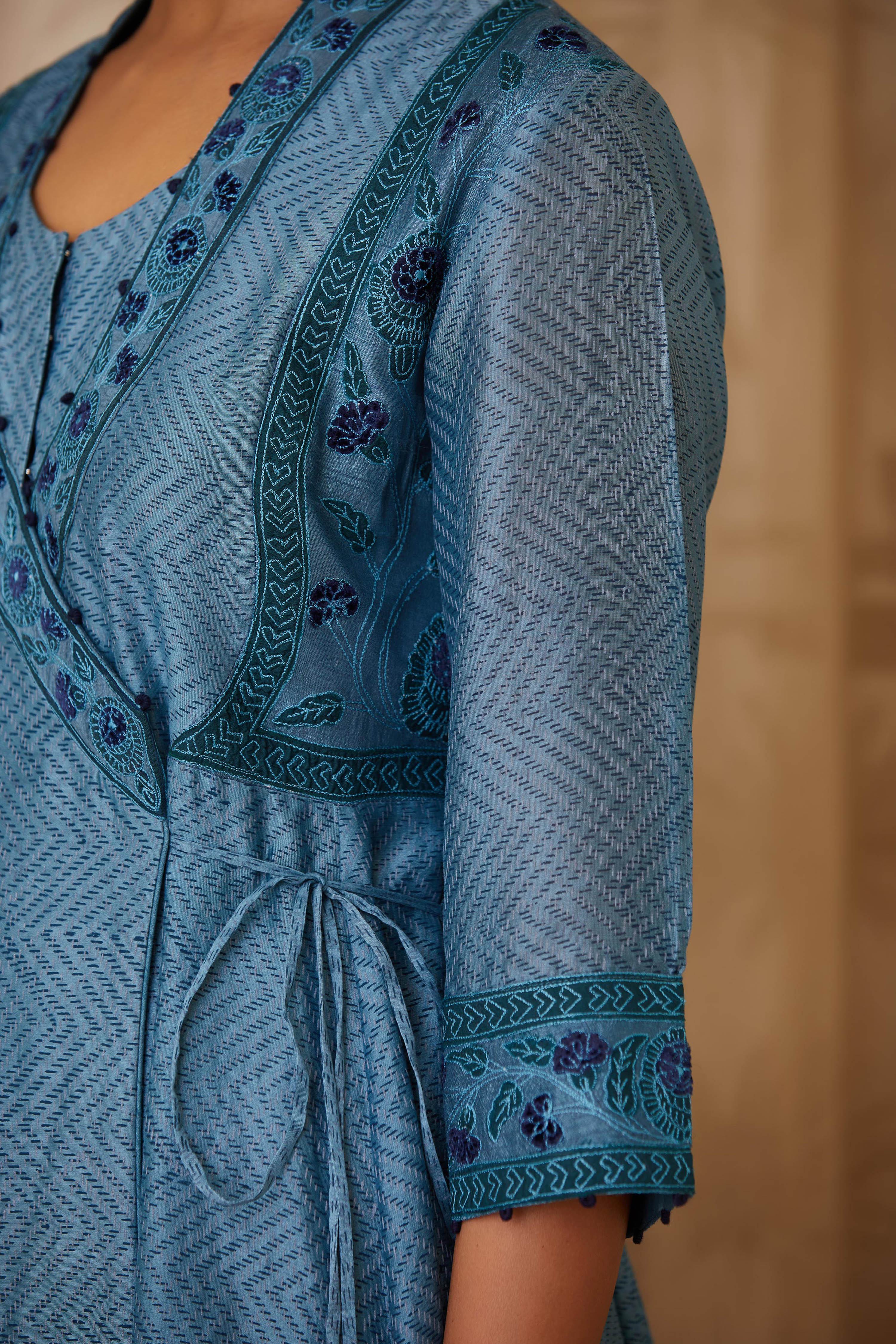 Teal Blue Angrakha Set