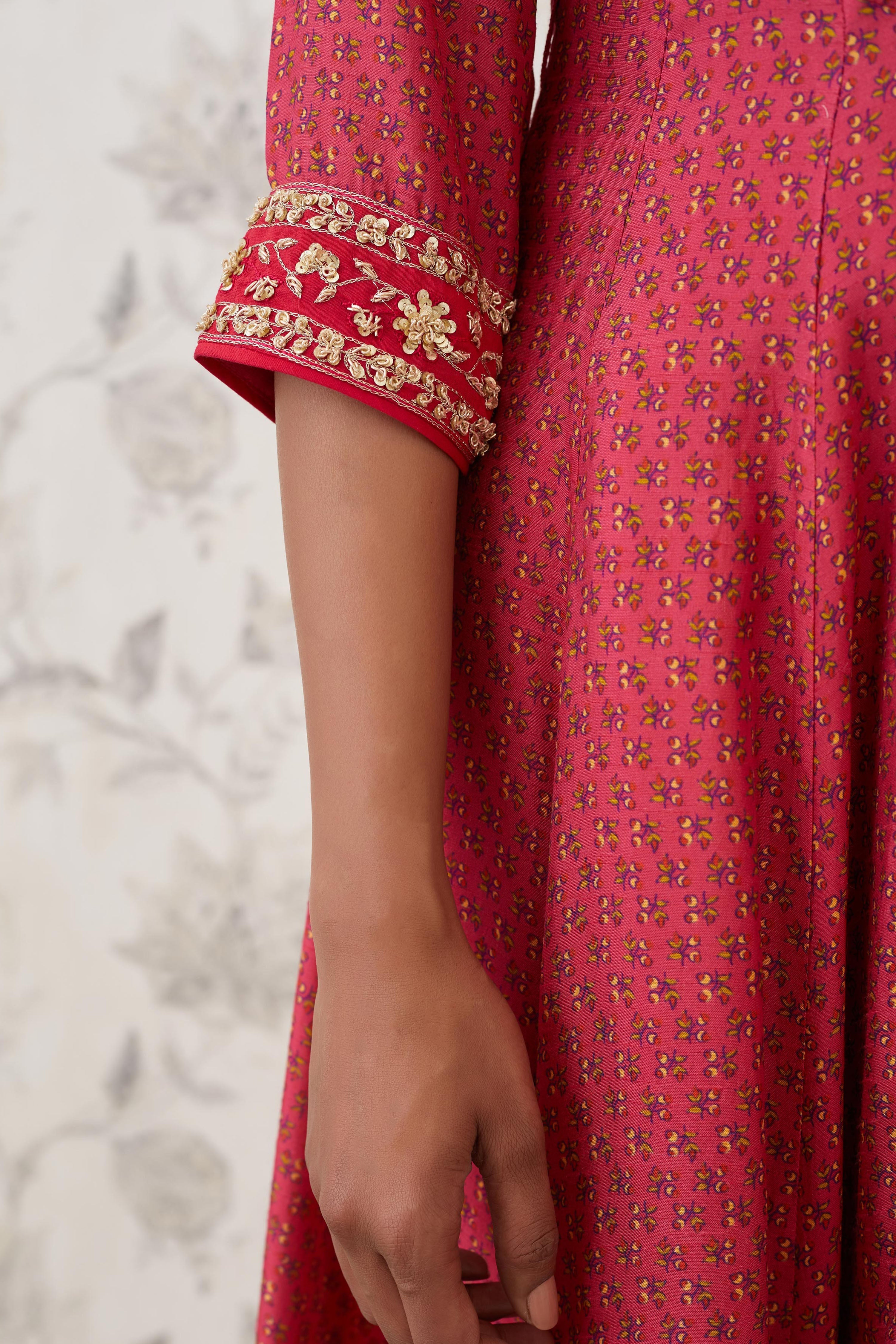 Coral Anarkali Set