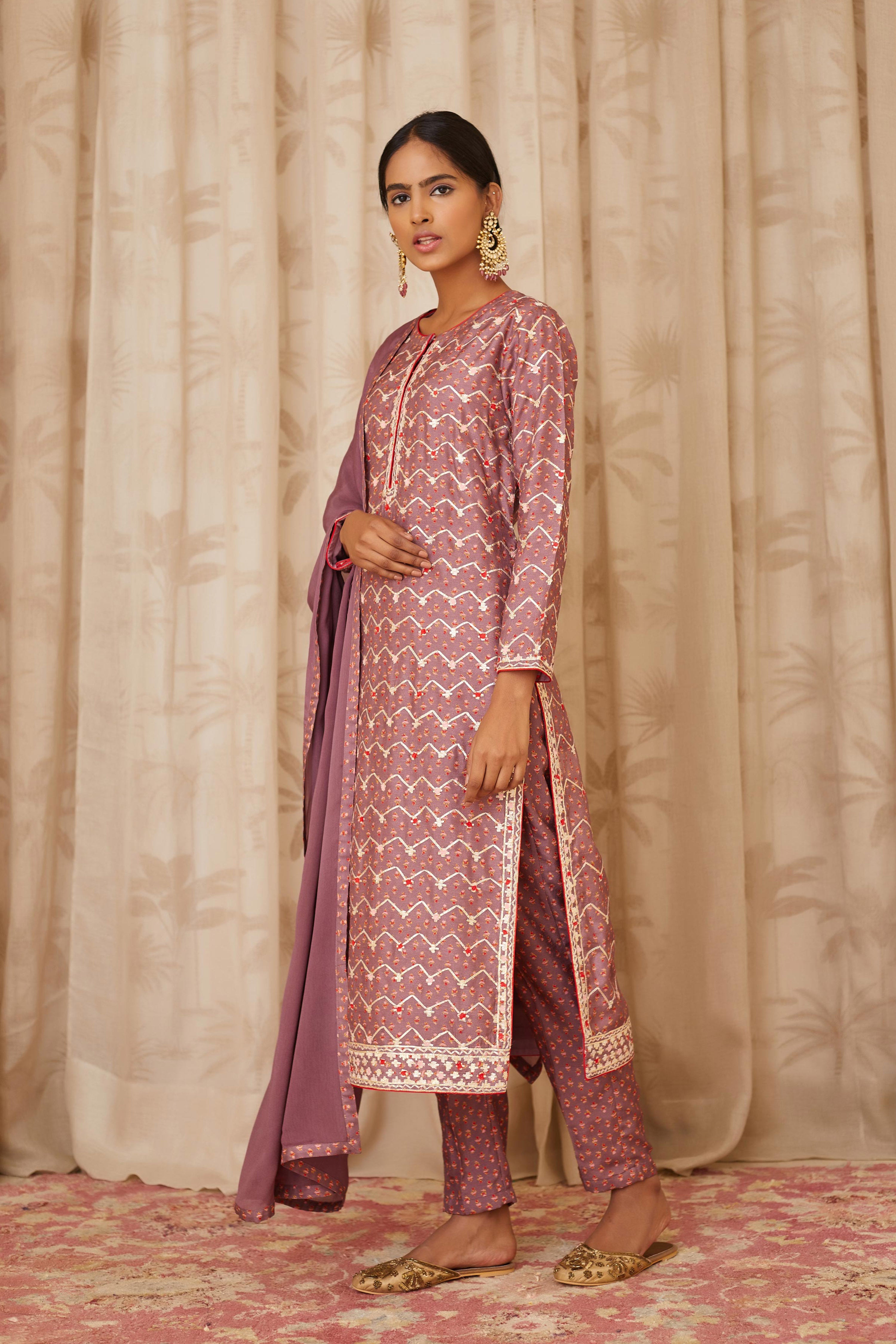 Neutral Purple Kurta Set