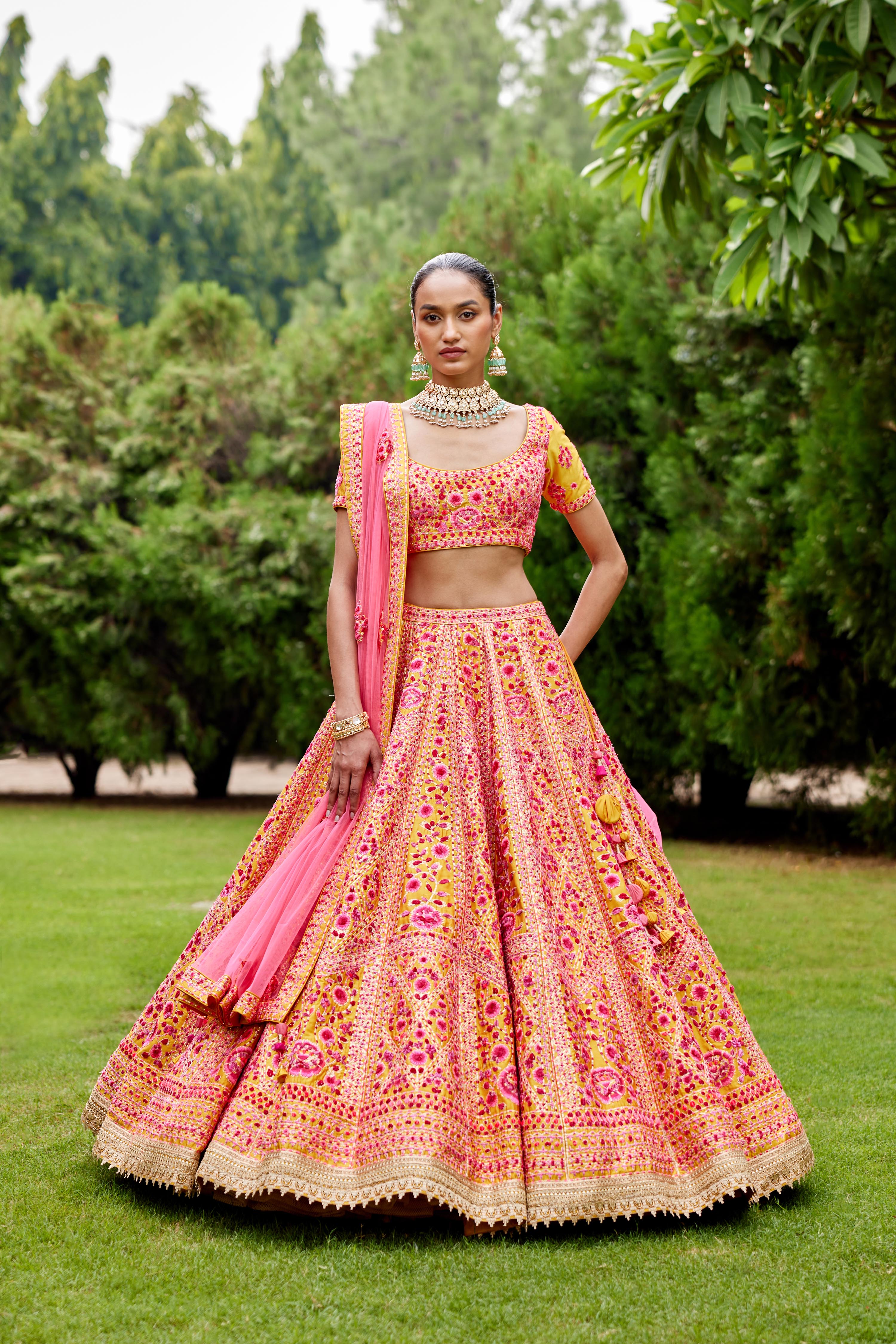 Pink-Yellow Lehenga Set