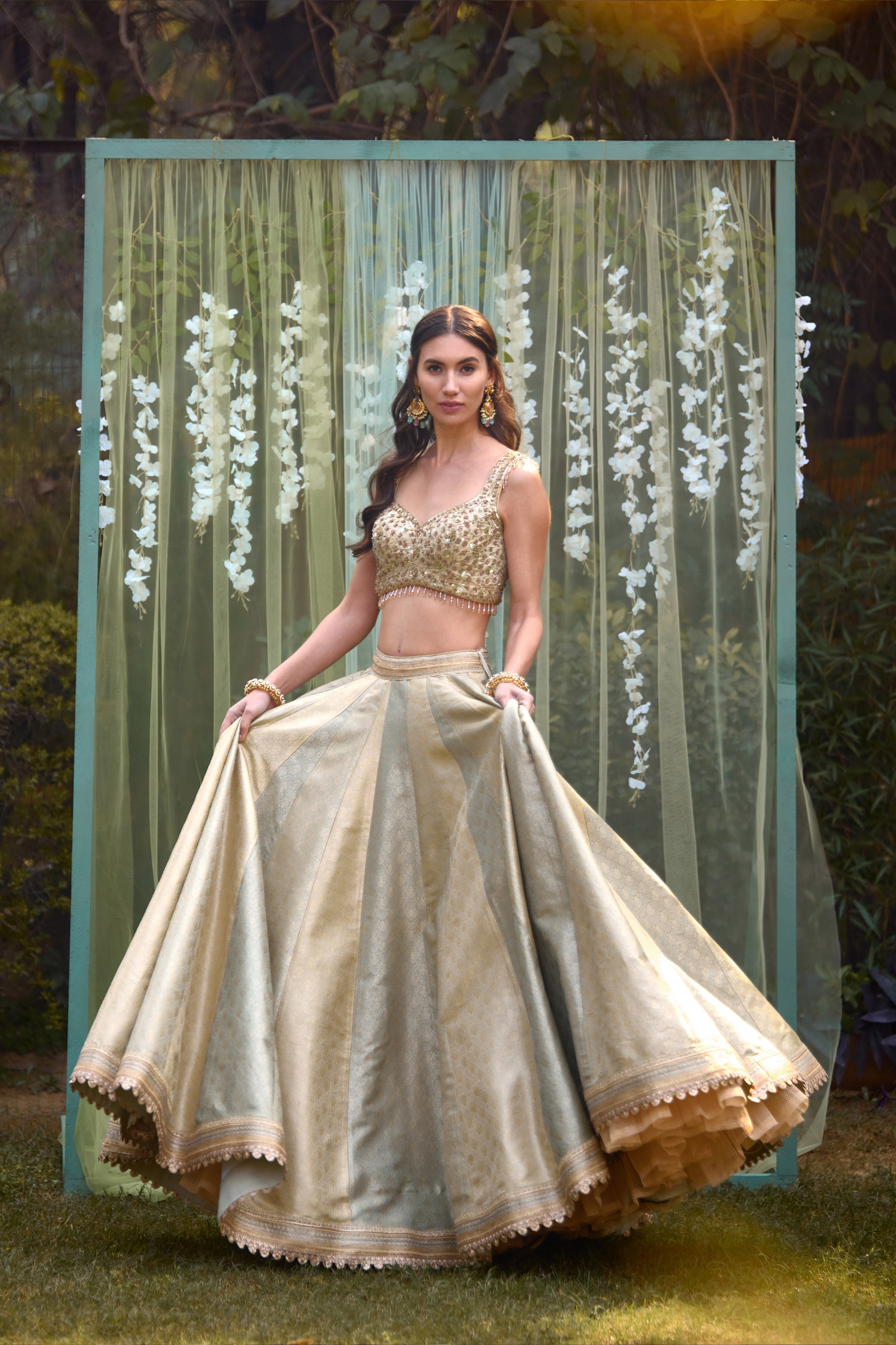 Smokey Grey-Blue Lehenga Set