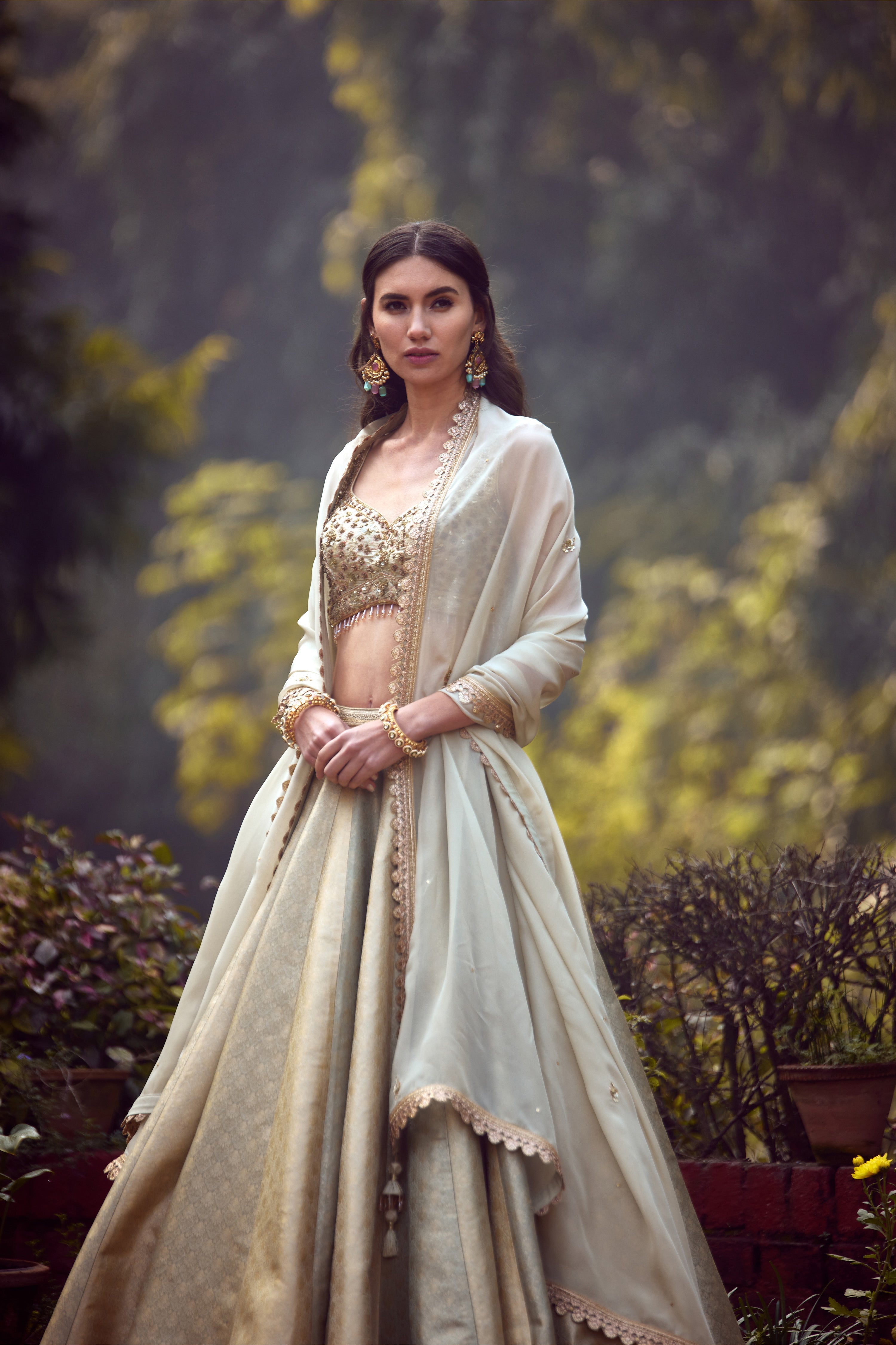 Smokey Grey-Blue Lehenga Set