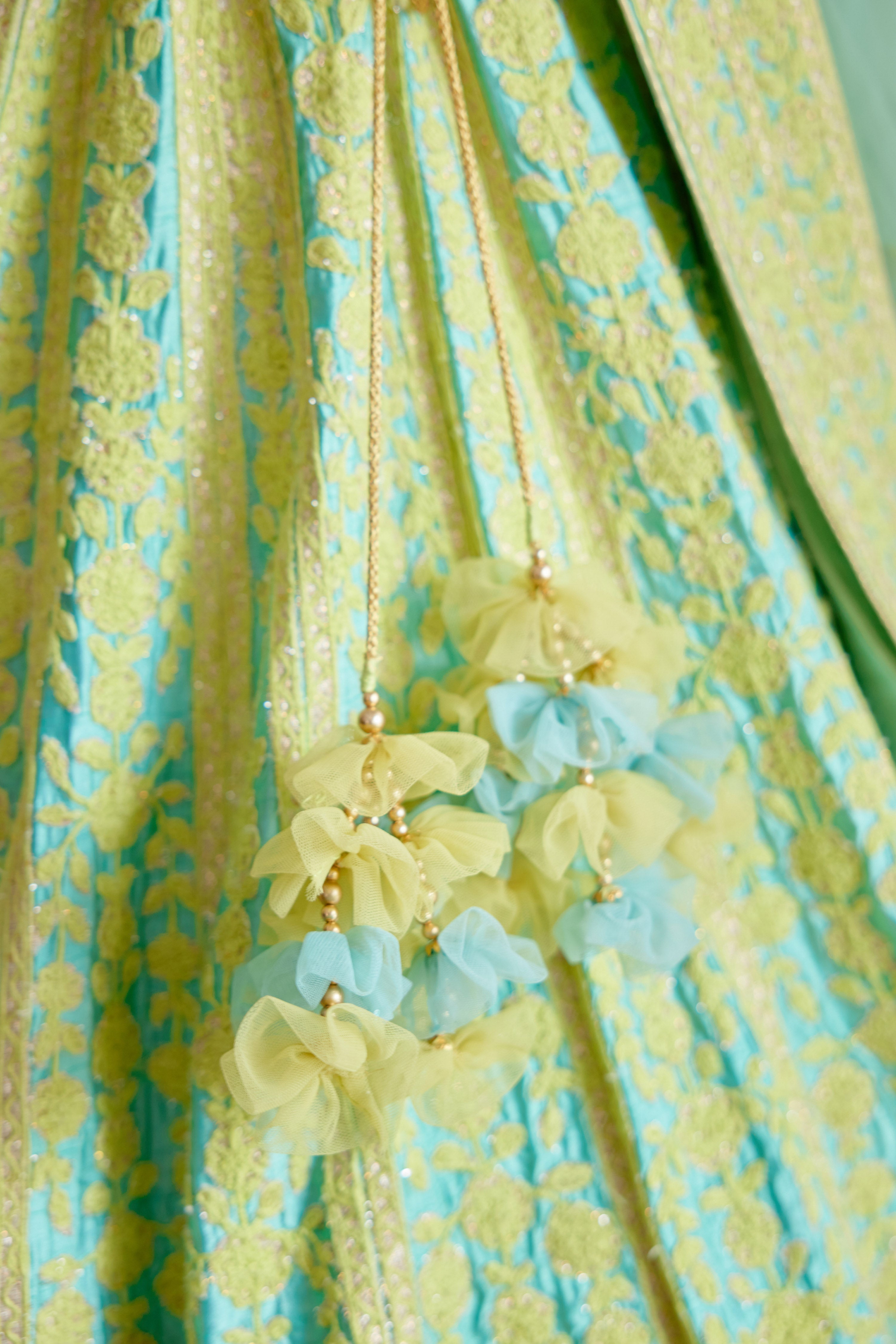 Sea Blue - Light Green Lehenga Set