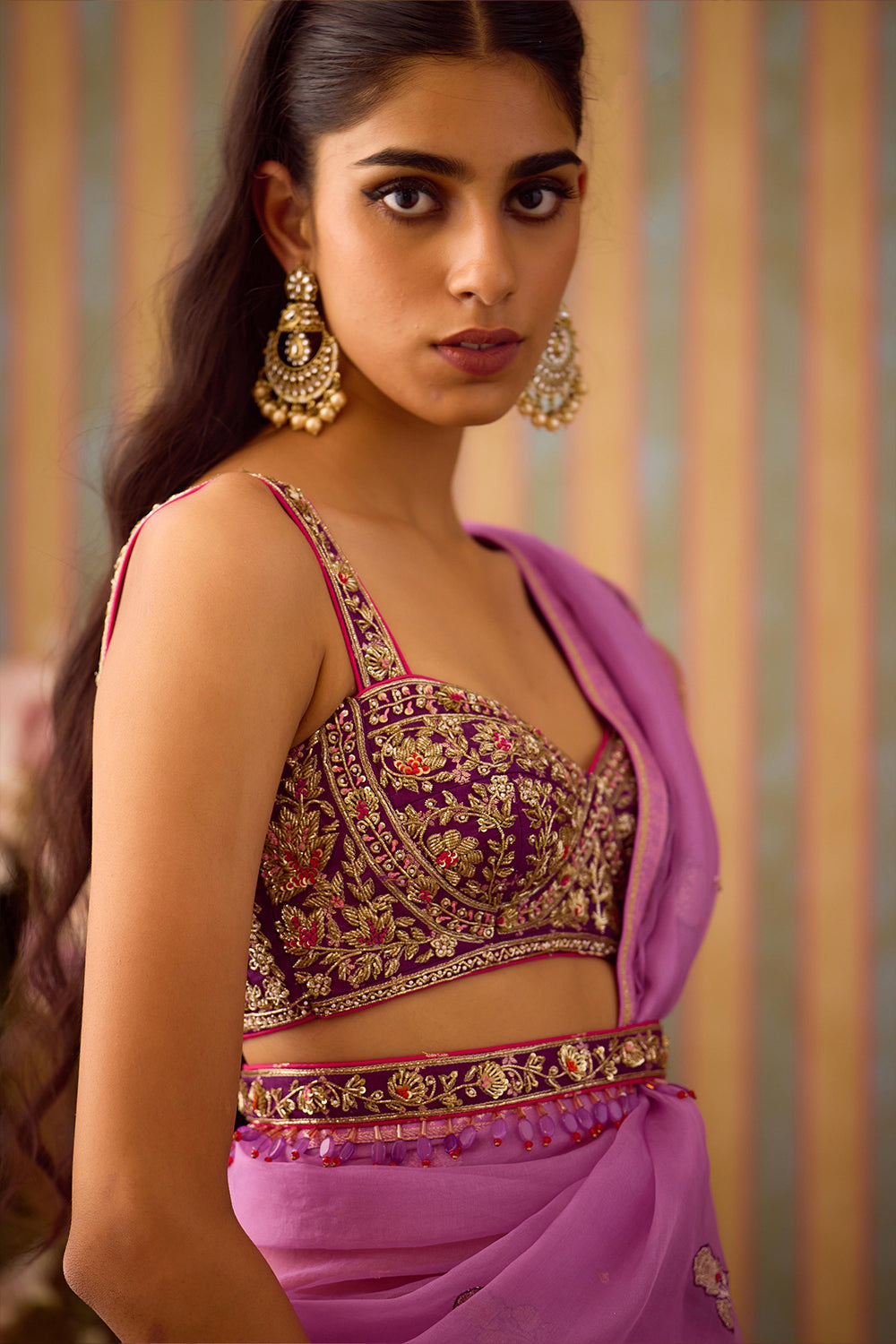 Orchid Lilac Saree Set