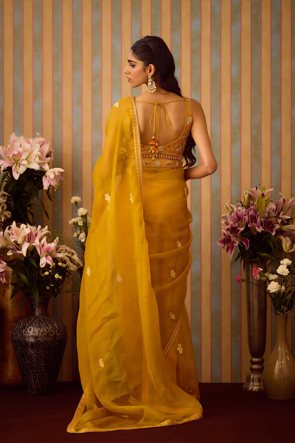 Mustard Yellow Saree Set