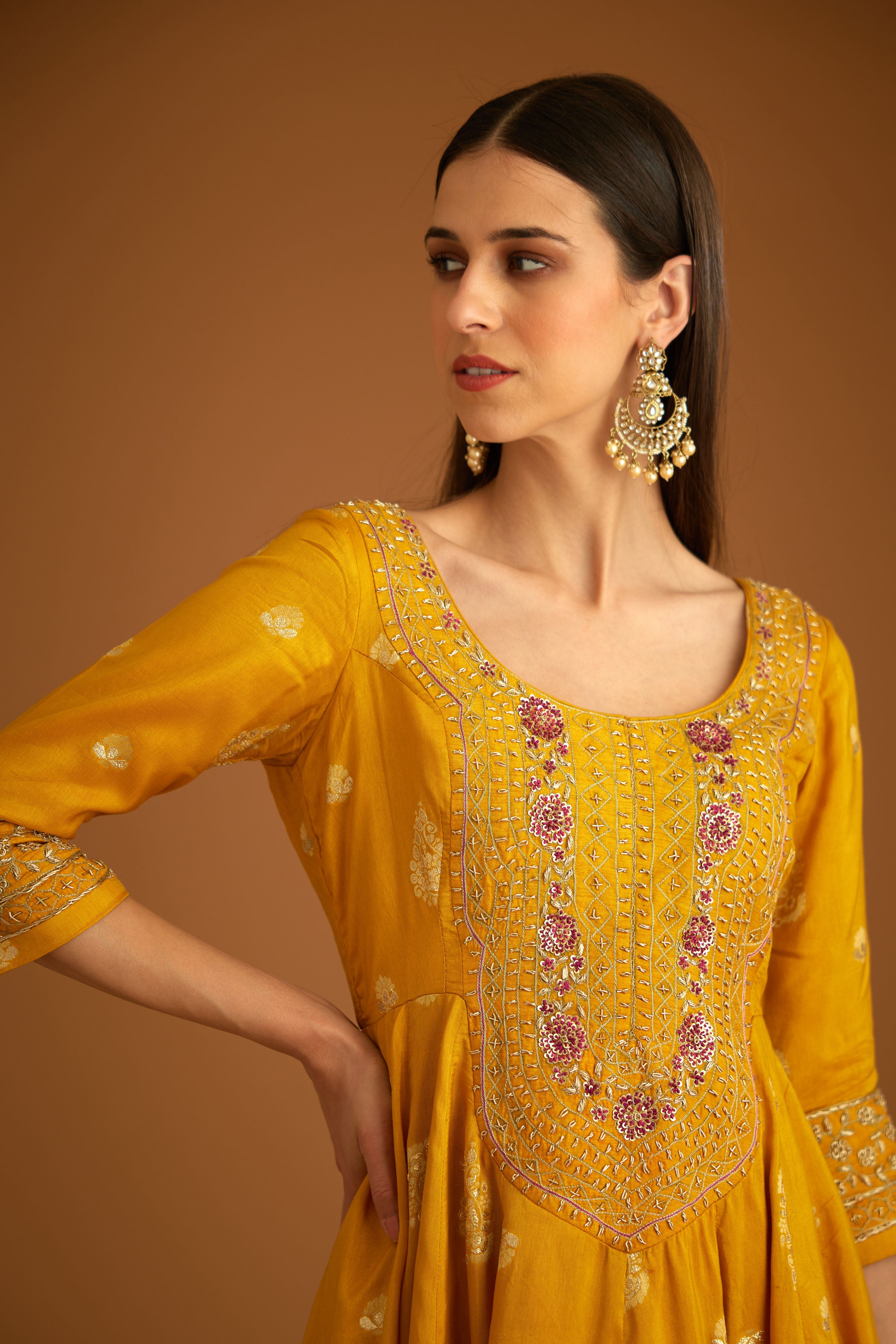 Mustard Yellow Sharara Set