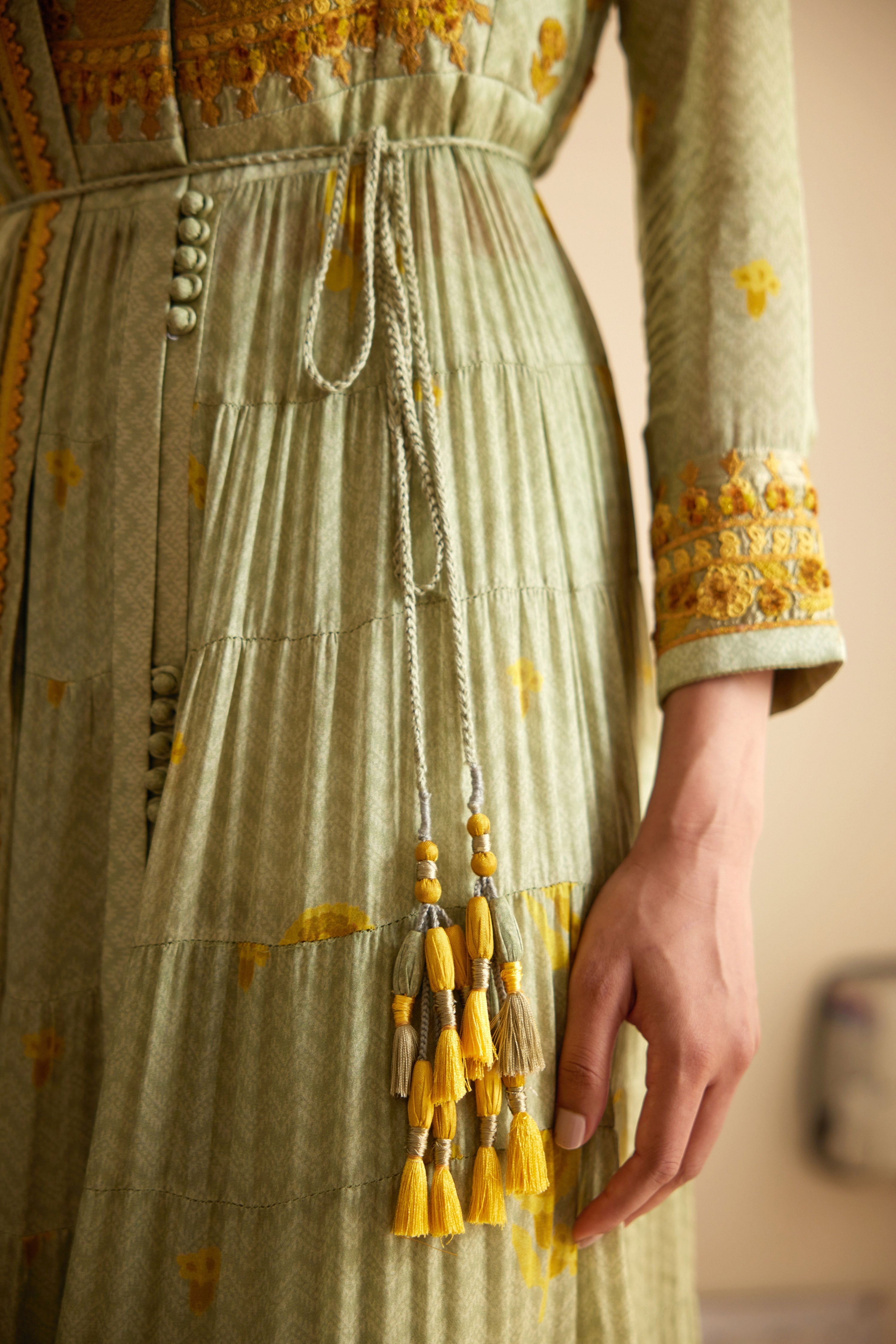 Neutral Green Anarkali Set