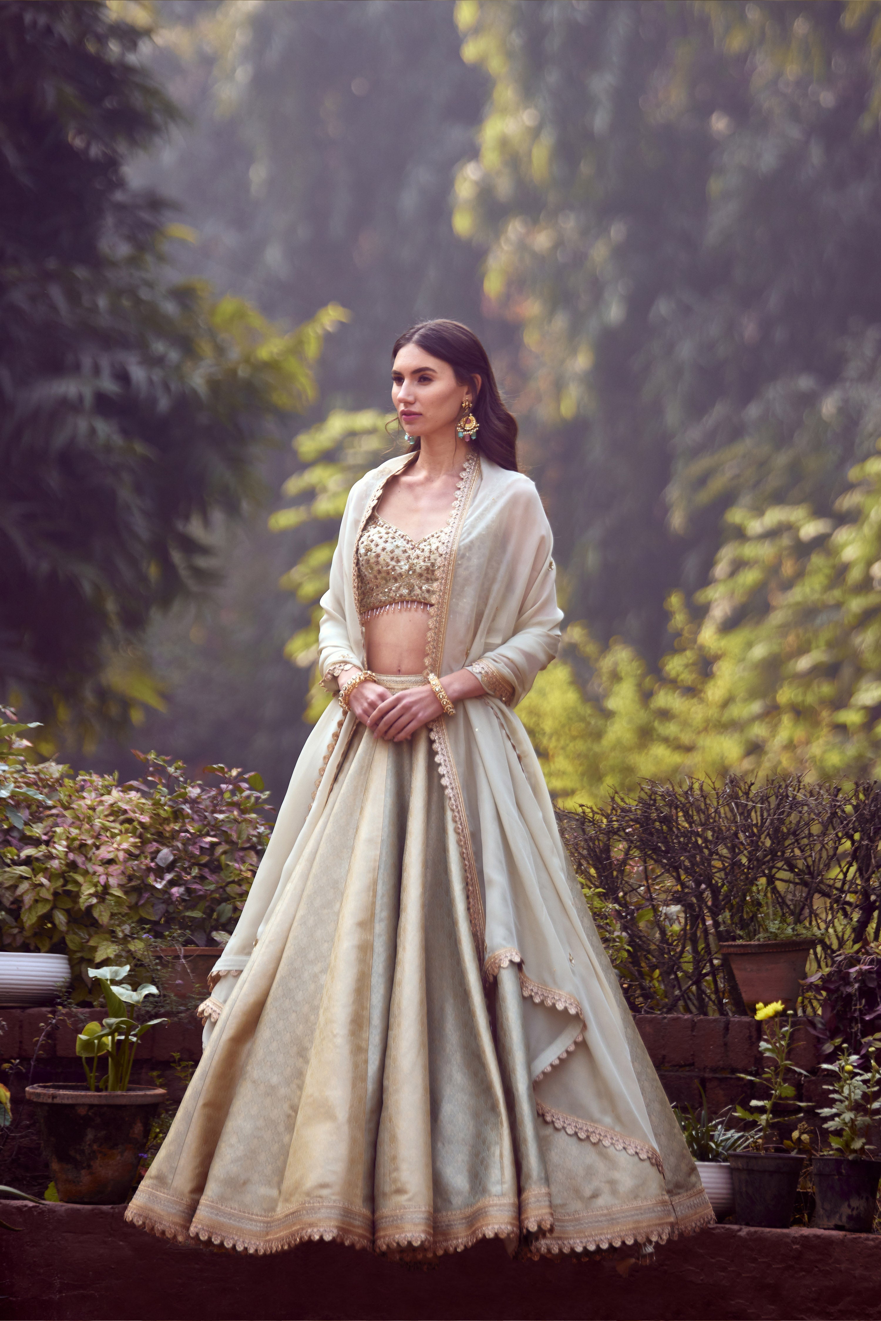 Smokey Grey-Blue Lehenga Set