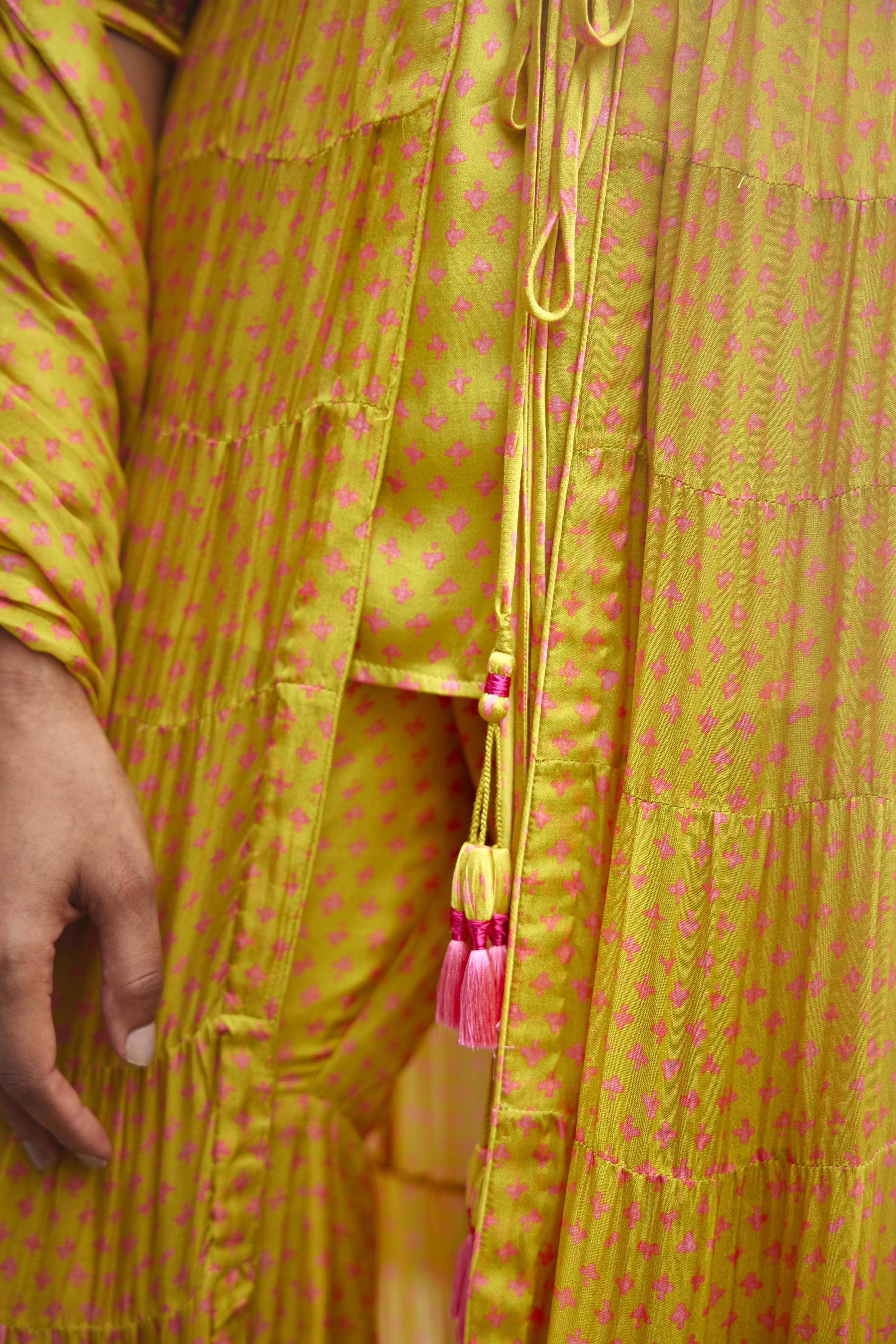 Light Yellow-Green Angrakha Set