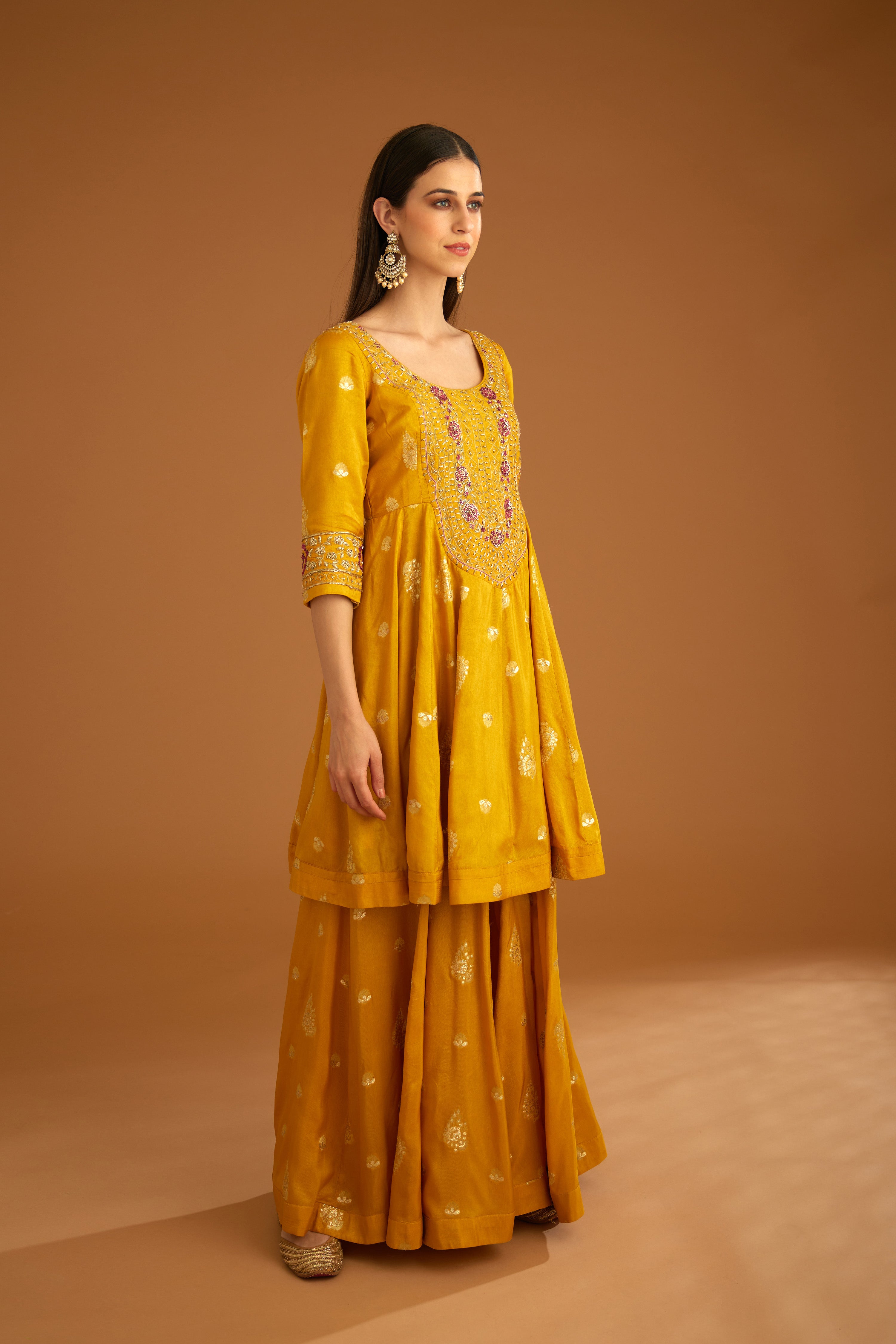 Mustard Yellow Sharara Set