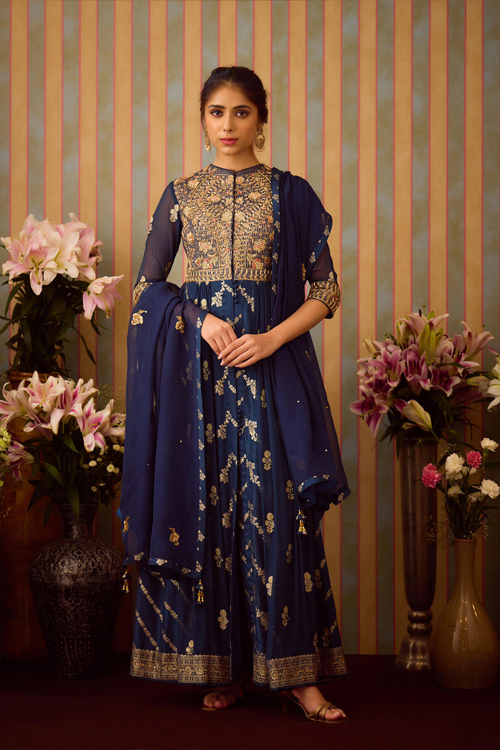 Midnight Blue Anarkali Set