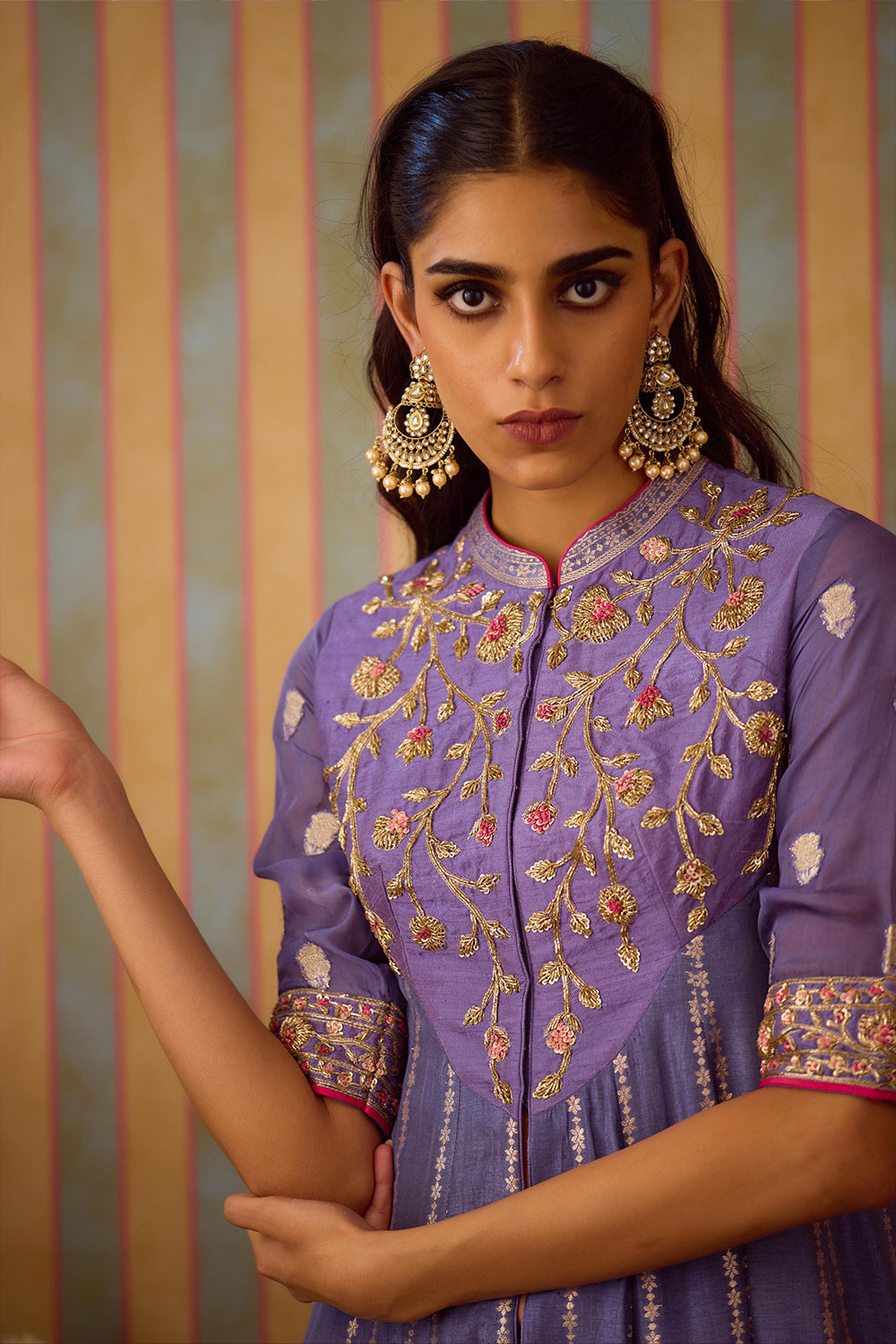Peri Purple Anarkali Sharara Set