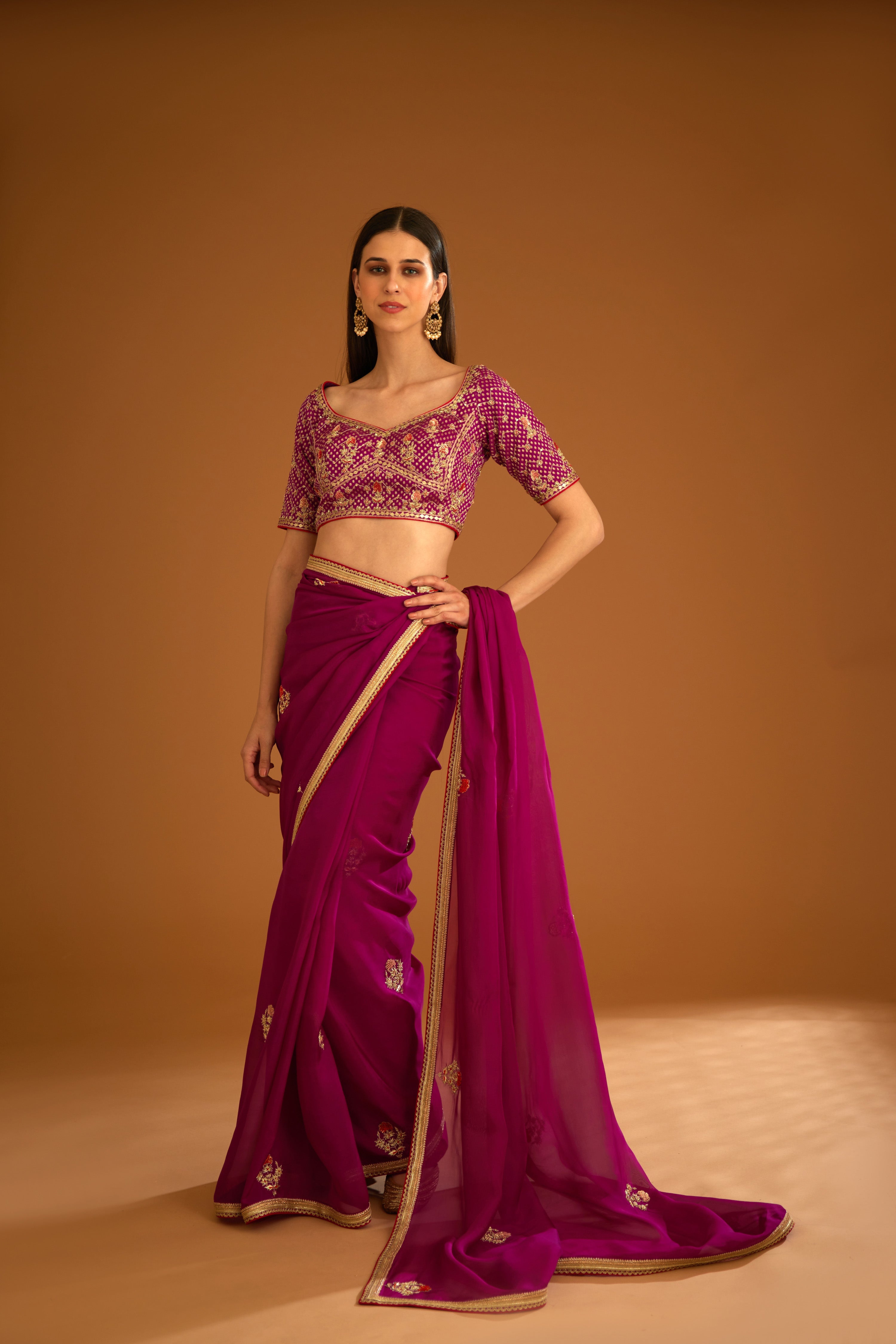 Raspberry Pink Saree Set