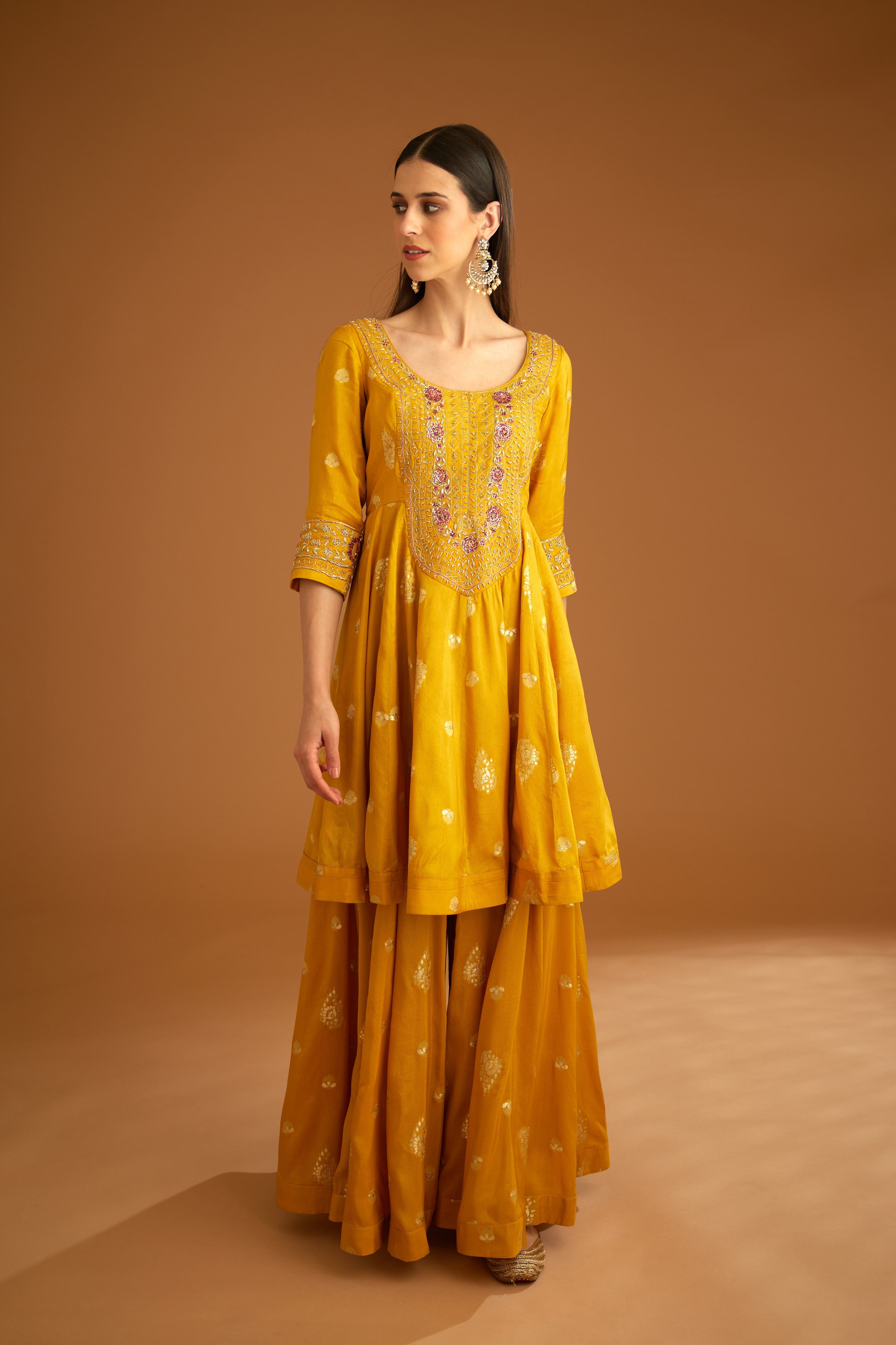 Mustard Yellow Sharara Set