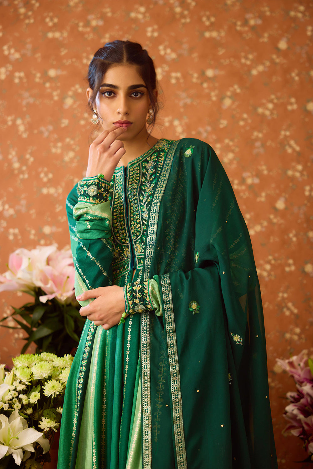 Alpine Green Anarkali Set