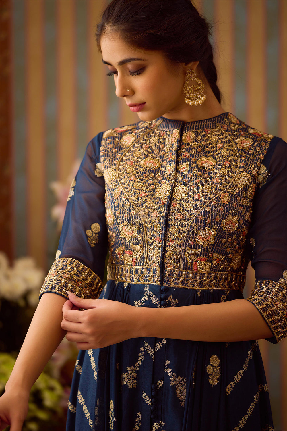 Midnight Blue Anarkali Set