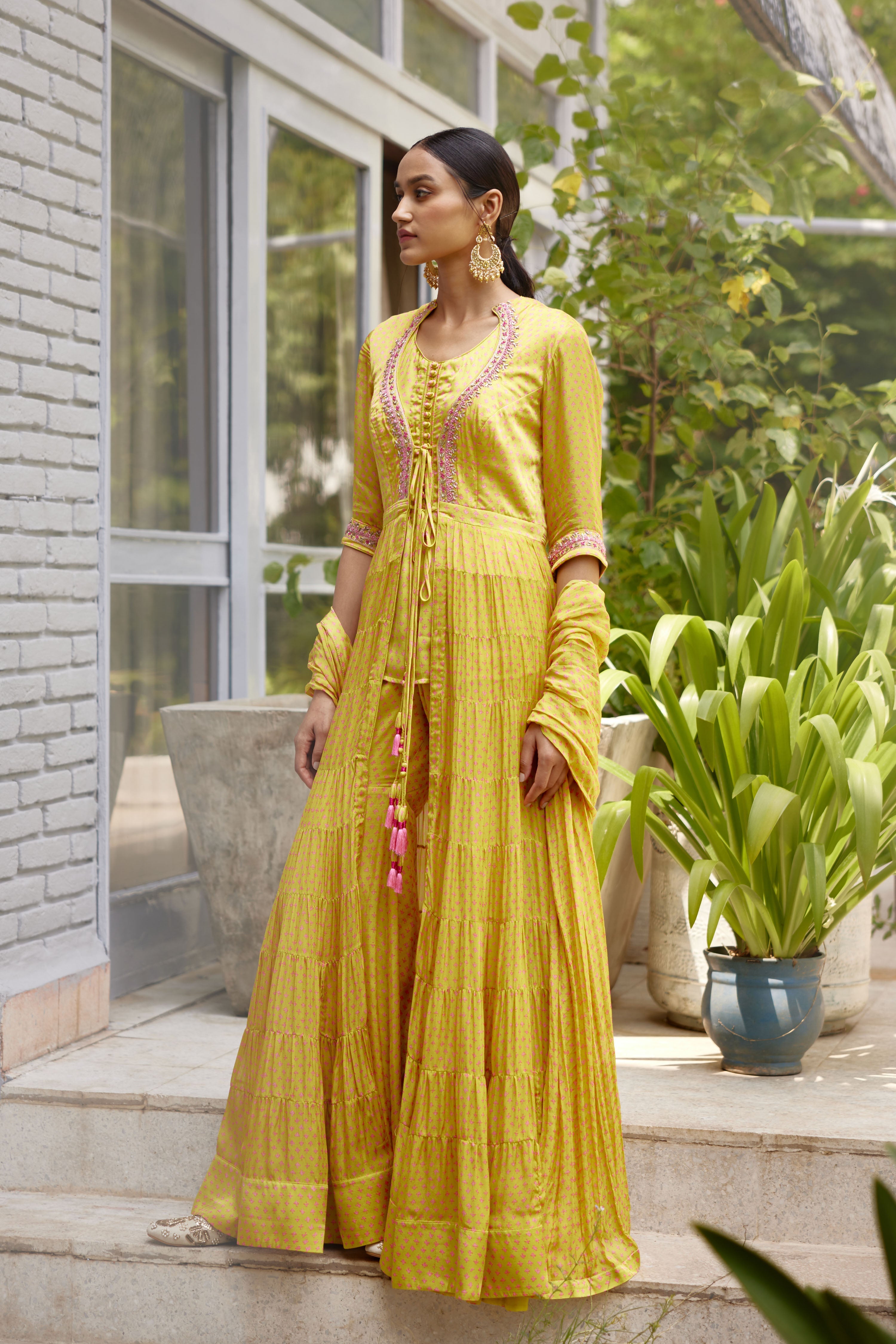 Light Yellow-Green Angrakha Set
