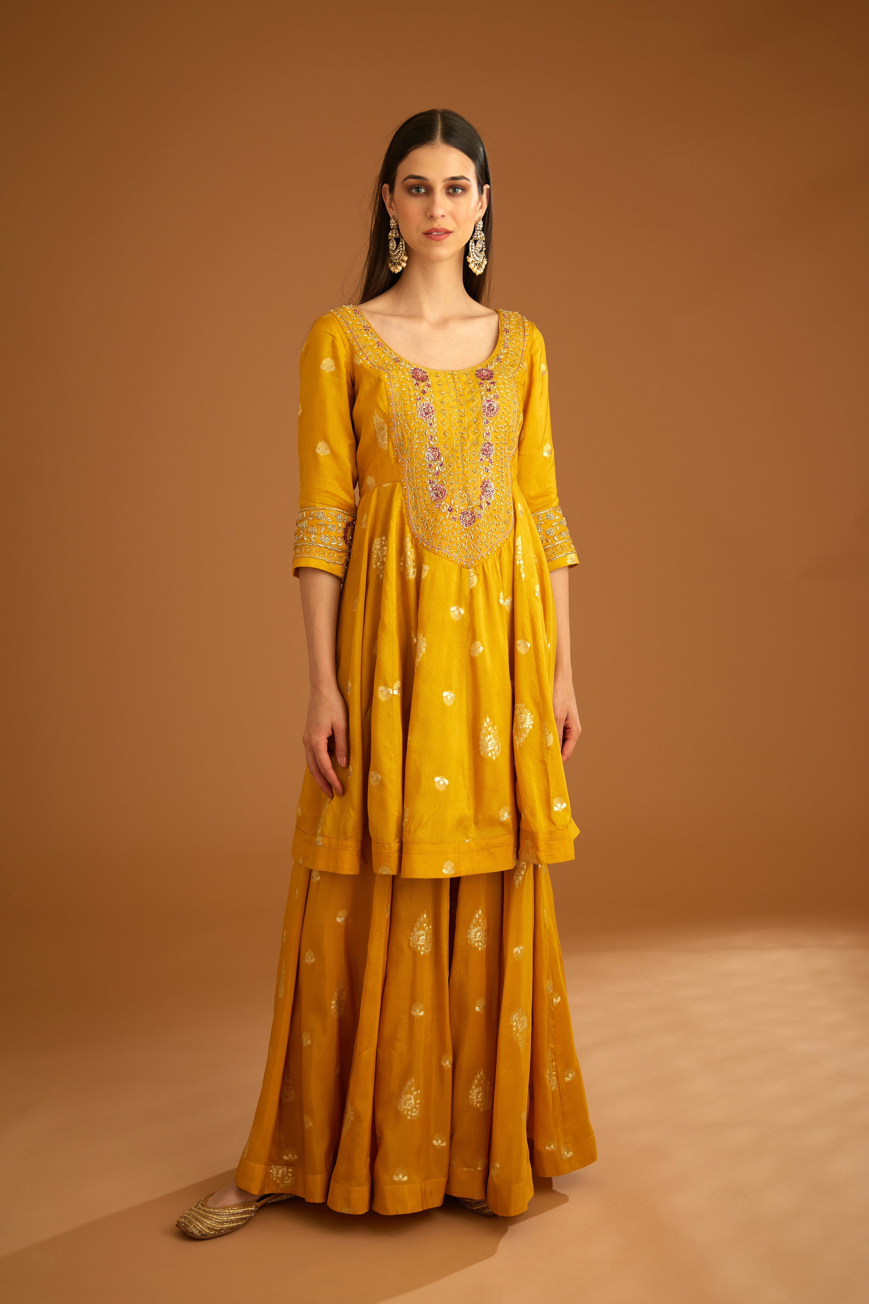 Mustard Yellow Sharara Set