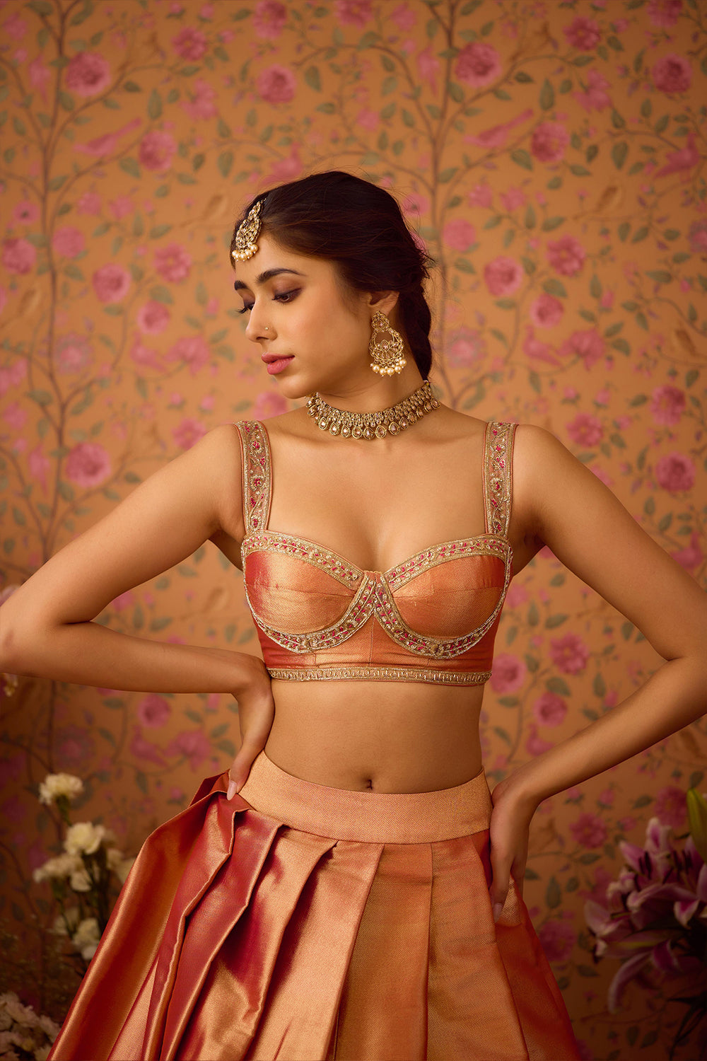 Gold Pink Lehenga Set