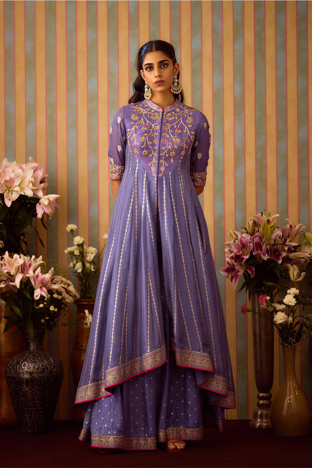 Peri Purple Anarkali Sharara Set