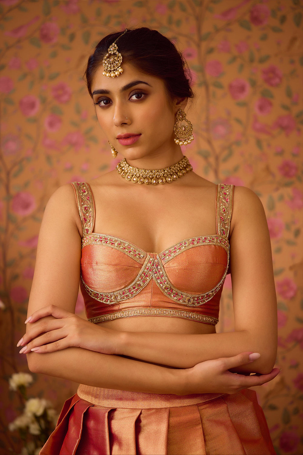 Gold Pink Lehenga Set