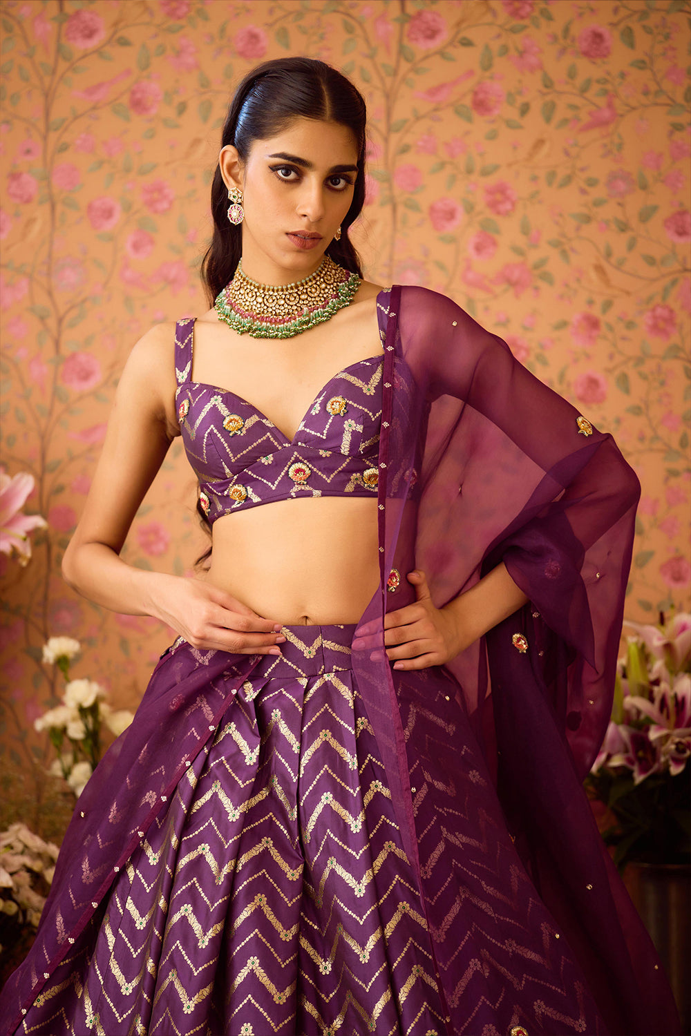 Purple Wine Lehenga Set