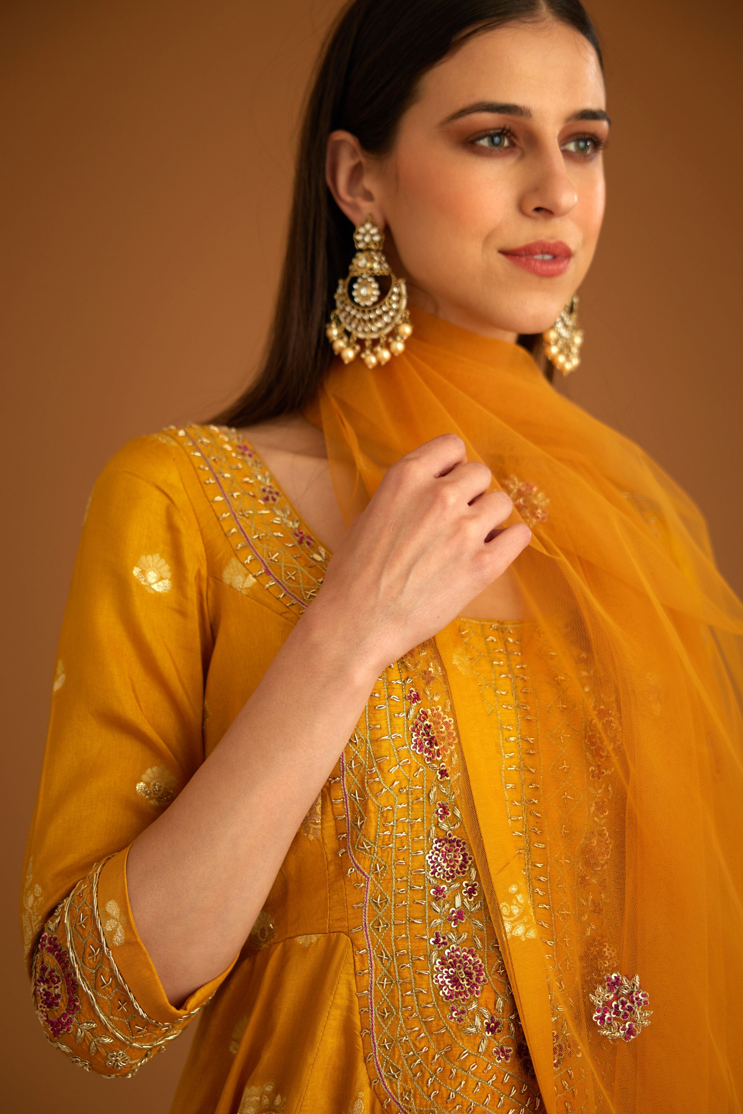 Mustard Yellow Sharara Set