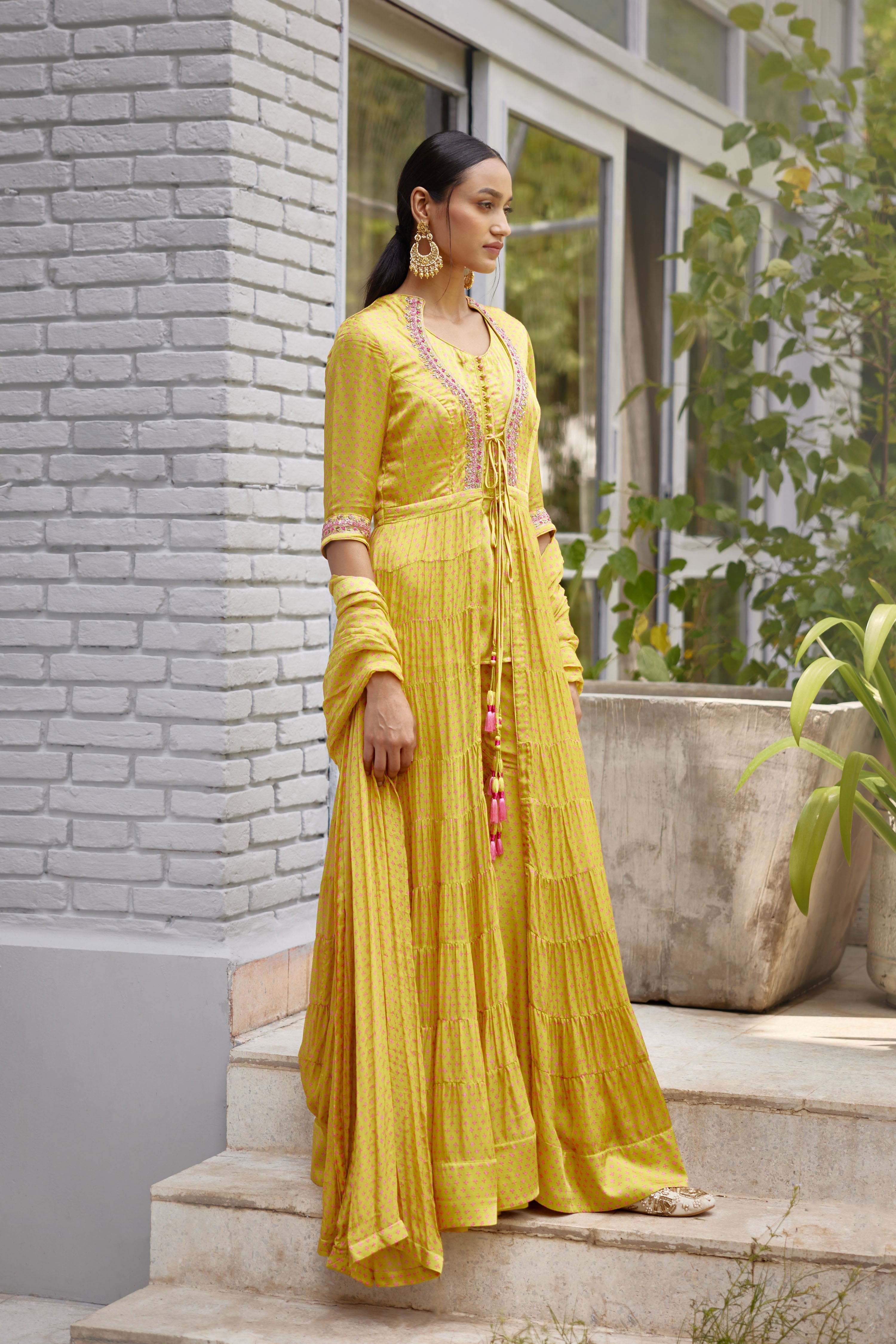 Light Yellow-Green Angrakha Set