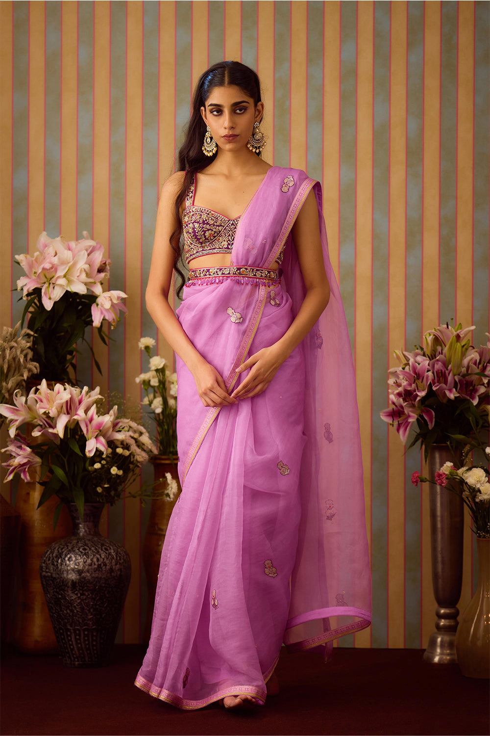 Orchid Lilac Saree Set