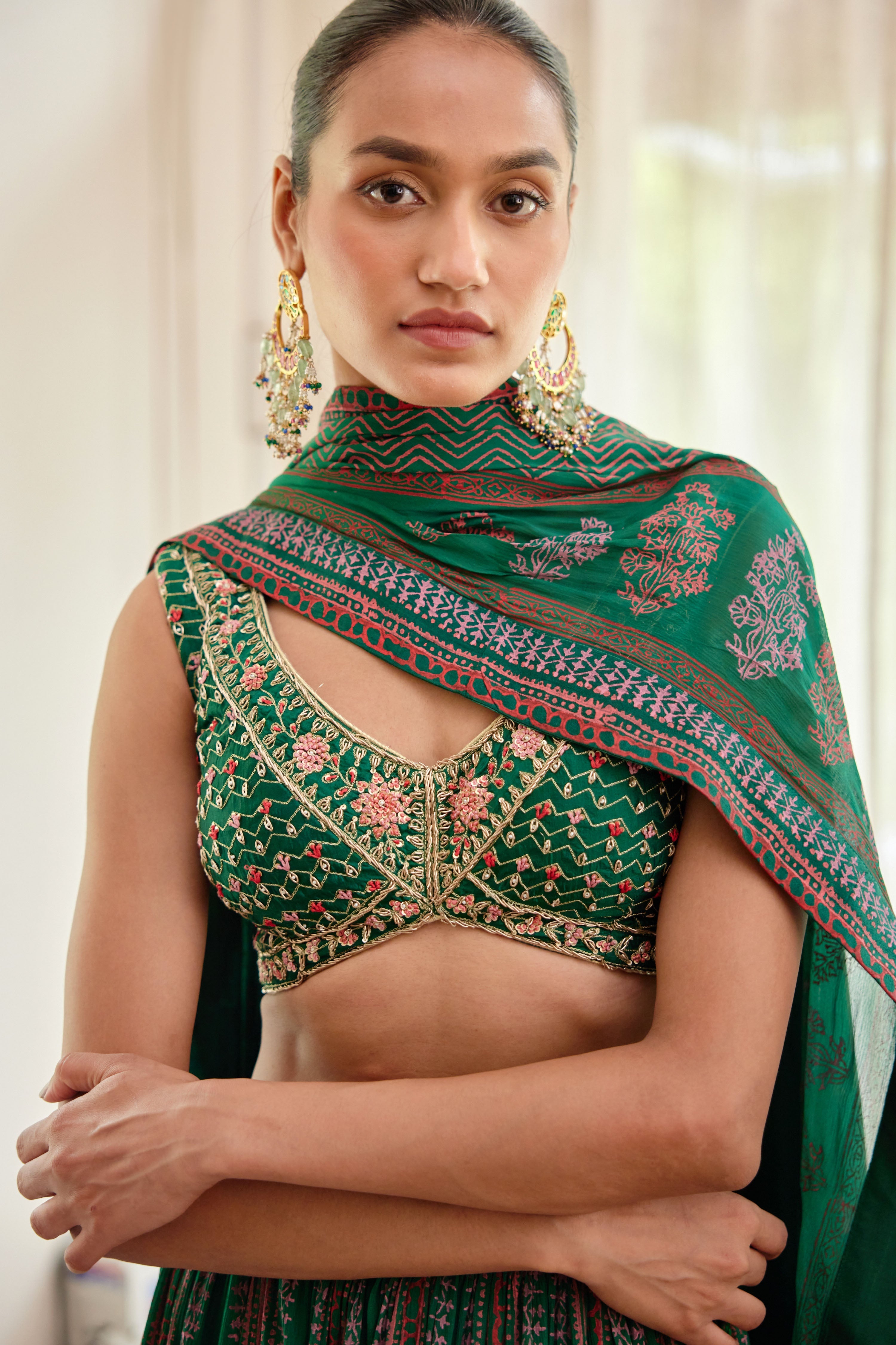 Dark Green Lehenga Set