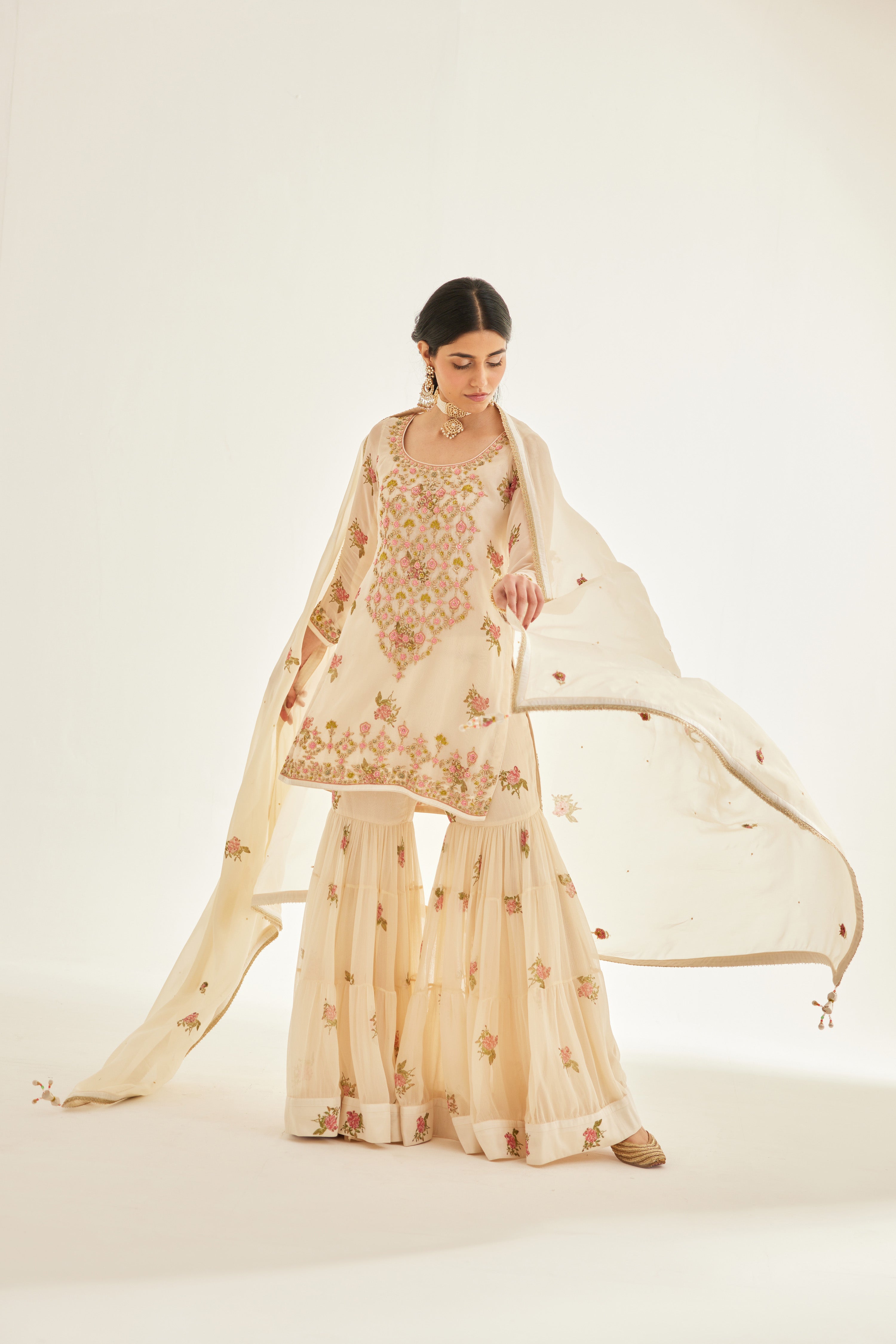 Papyrus White Sharara Set