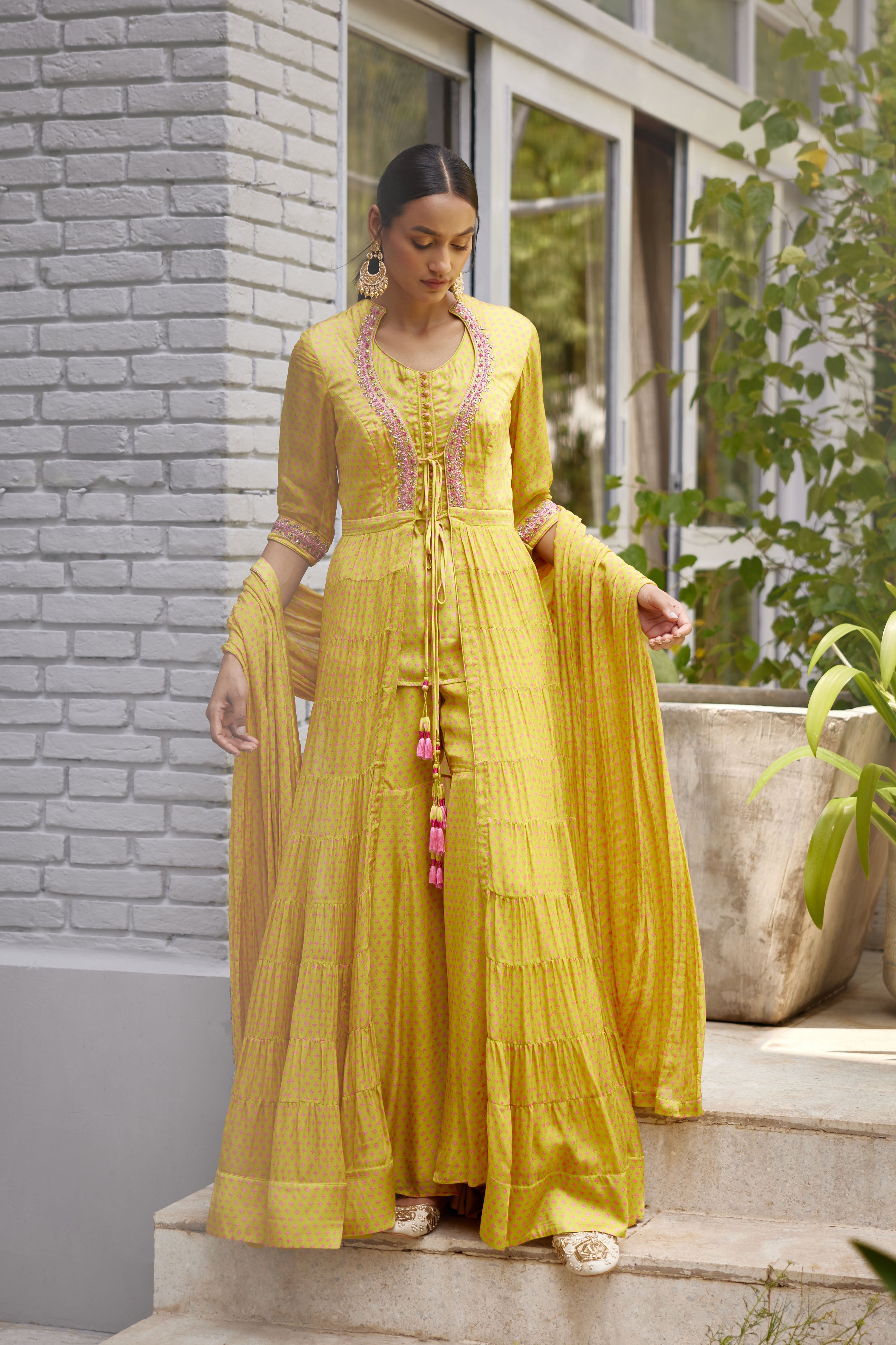 Light Yellow-Green Angrakha Set