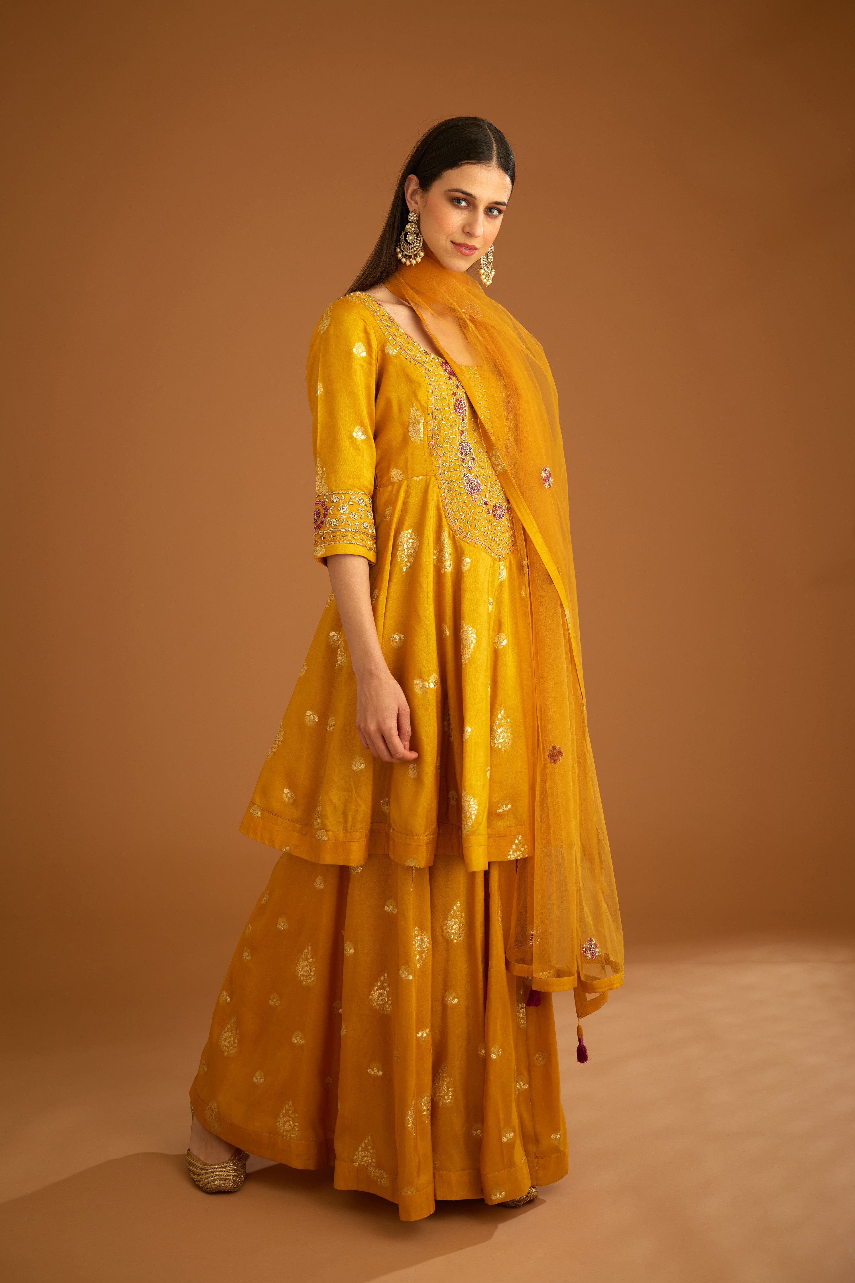 Mustard Yellow Sharara Set
